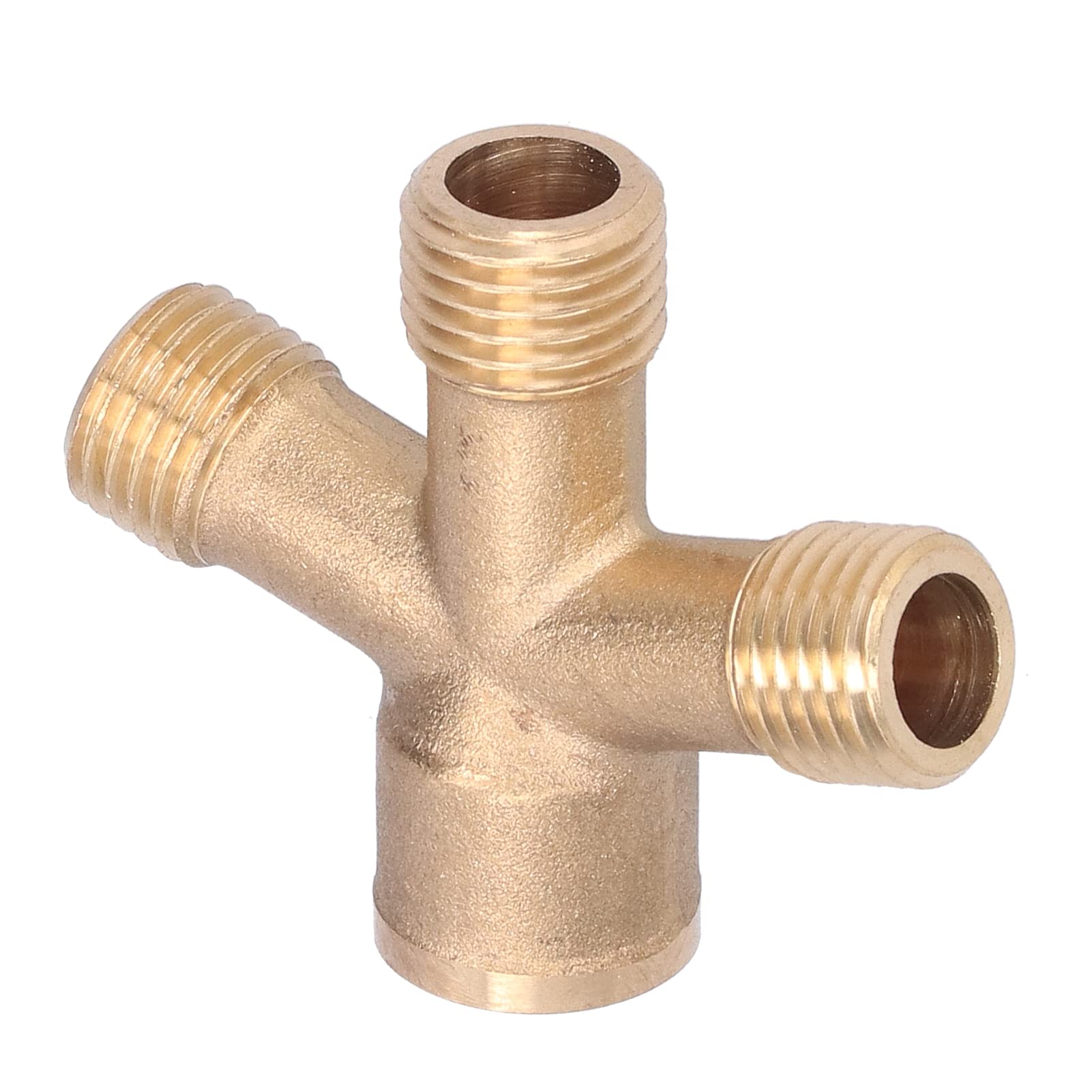 4-Way Garden Hose Splitter Connector Adapter - M14 Thread Cross Fitting for Irrigation, Lawn & Outdoor Watering - Heavy Duty Brass Pipe Fittings for Faucet, Sprinkler & Multiple Hose Connections