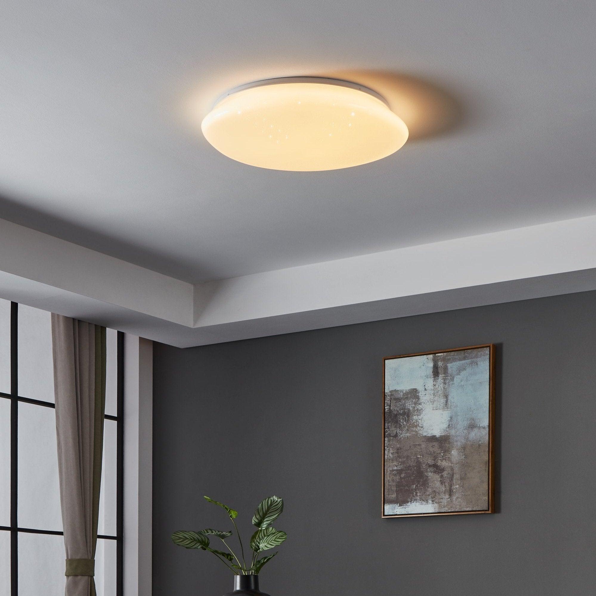 Eglo Connect Sileras Z Smart LED Pebble Shaped Ceiling Flush Mount Light 60cm - Modern Smart Home Lighting for Living Room, Bedroom & Kitchen