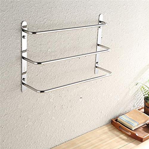 Premium 304 Stainless Steel 3-Tier Wall Mounted Towel Rack - 17.72 Inch Hand-Polished Bathroom Organizer (KJWY003YIN-45CM) - Perfect for Spa, Hotel & Modern Home Bathroom Decor