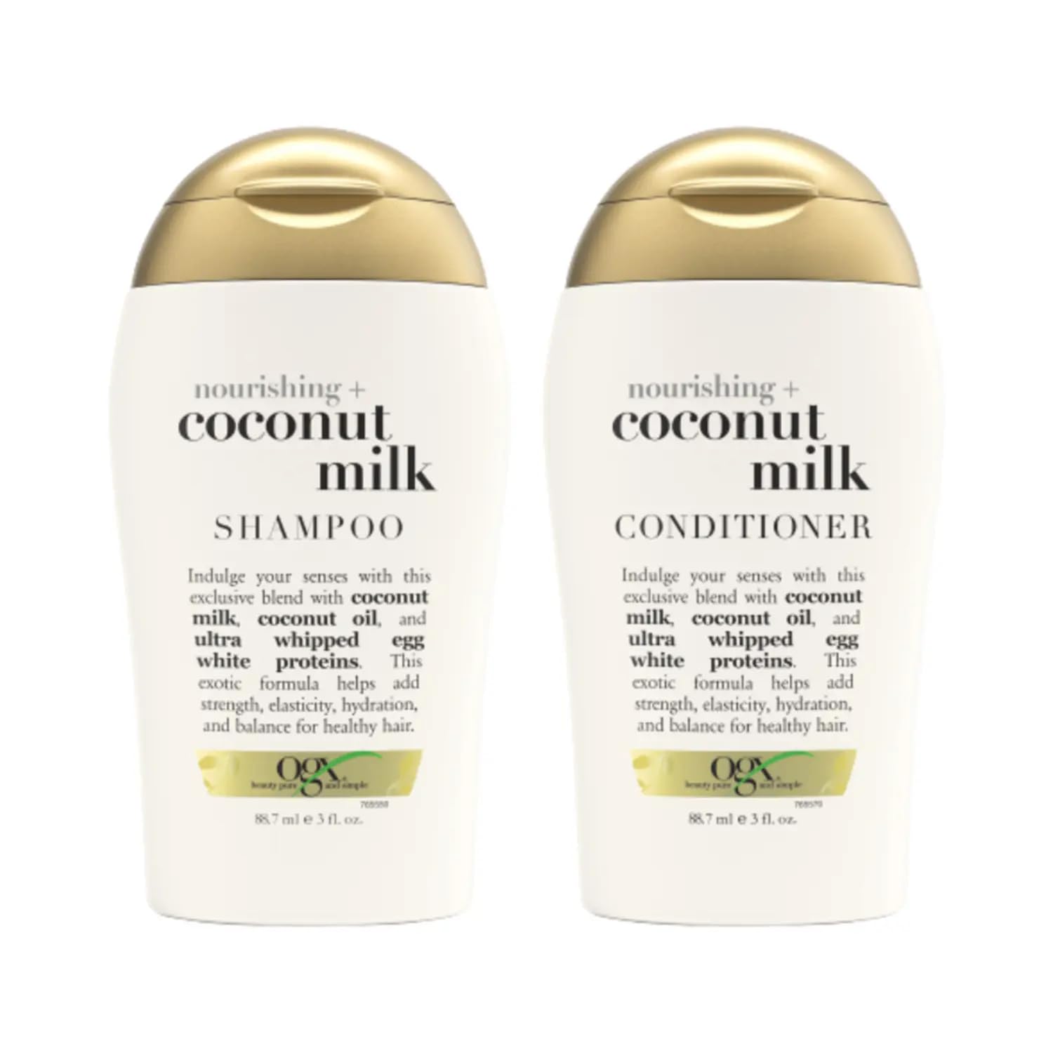 OGX Nourishing Coconut Milk Shampoo & Conditioner Set - 3 Oz Travel Size for Hydration & Shine | Perfect for Vacation, Gym & On-the-Go Hair Care