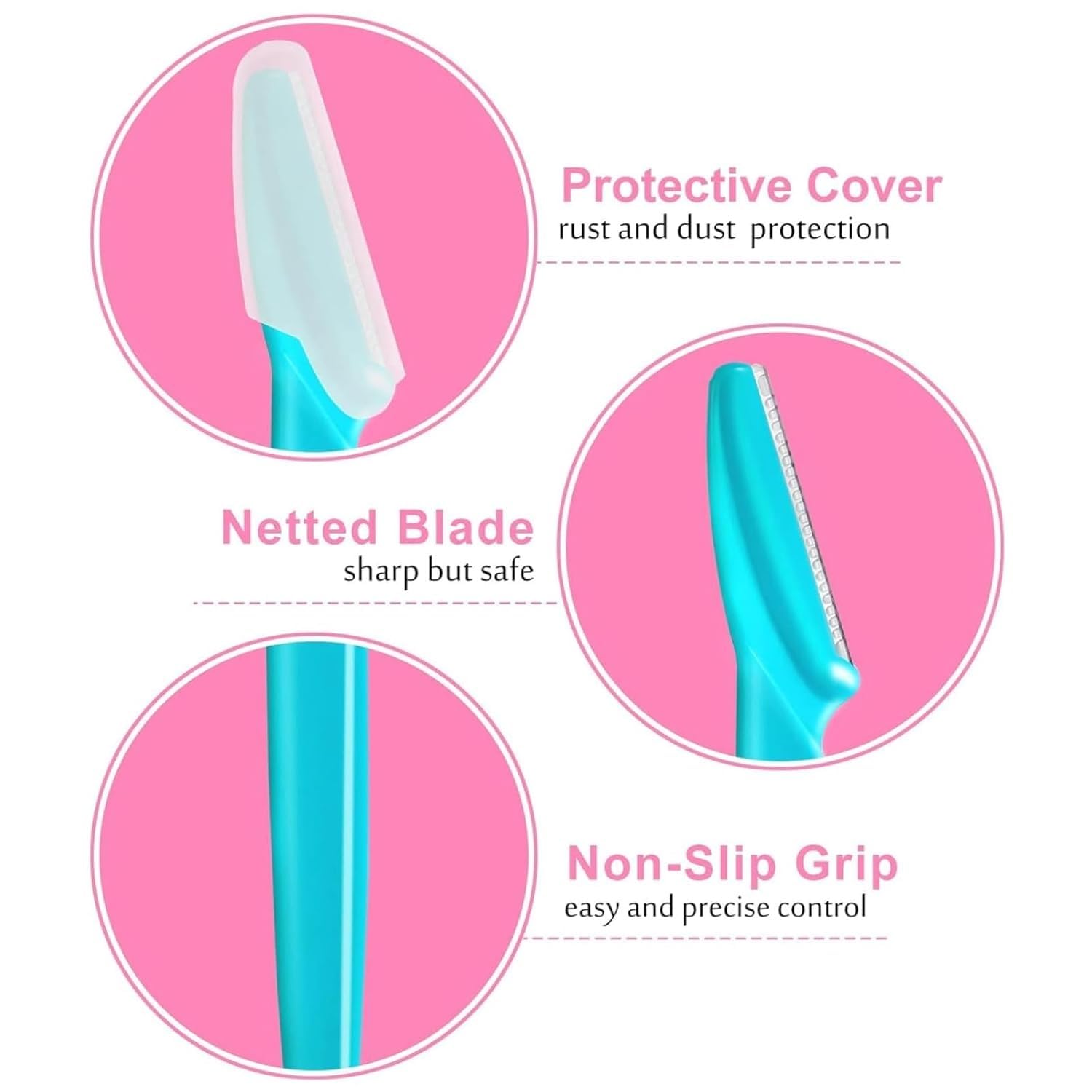 6Pcs Stainless Steel Eyebrow Razors for Women & Men - Reusable Dermaplaning Face Razor Tool, Portable Eyebrow Trimmer for Smooth Skin Care & Hair Removal - Perfect for Travel, Home & Salon Use (Yellow)