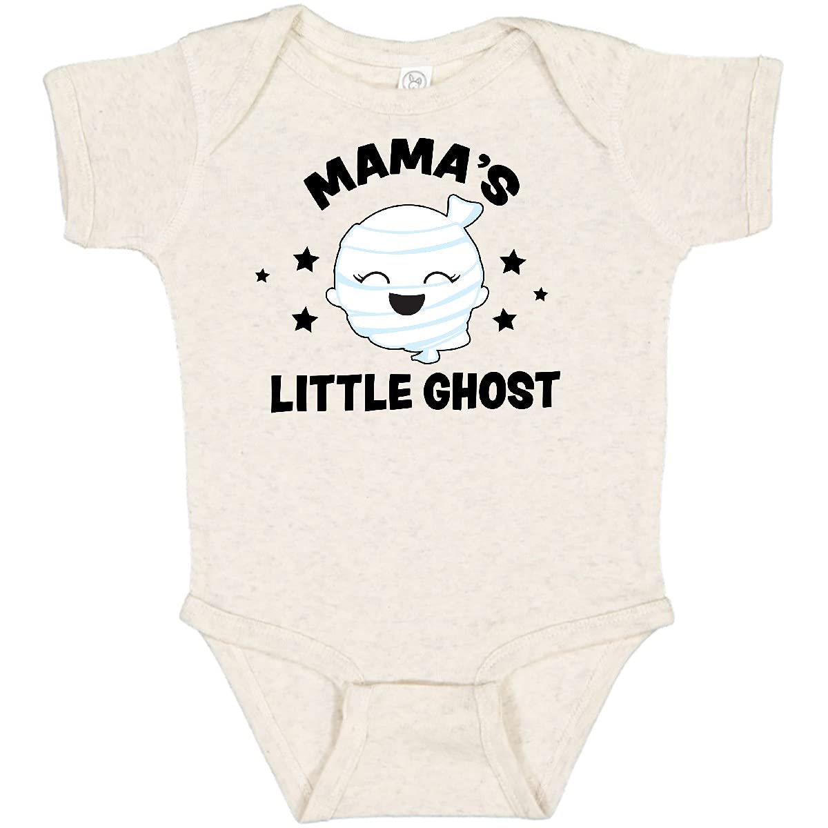 Inktastic Cute Mama's Little Ghost with Stars Baby Bodysuit - Soft Cotton Infant Onesie for Halloween, Birthday & Family Photo Outfits | Unisex Newborn to 12 Months