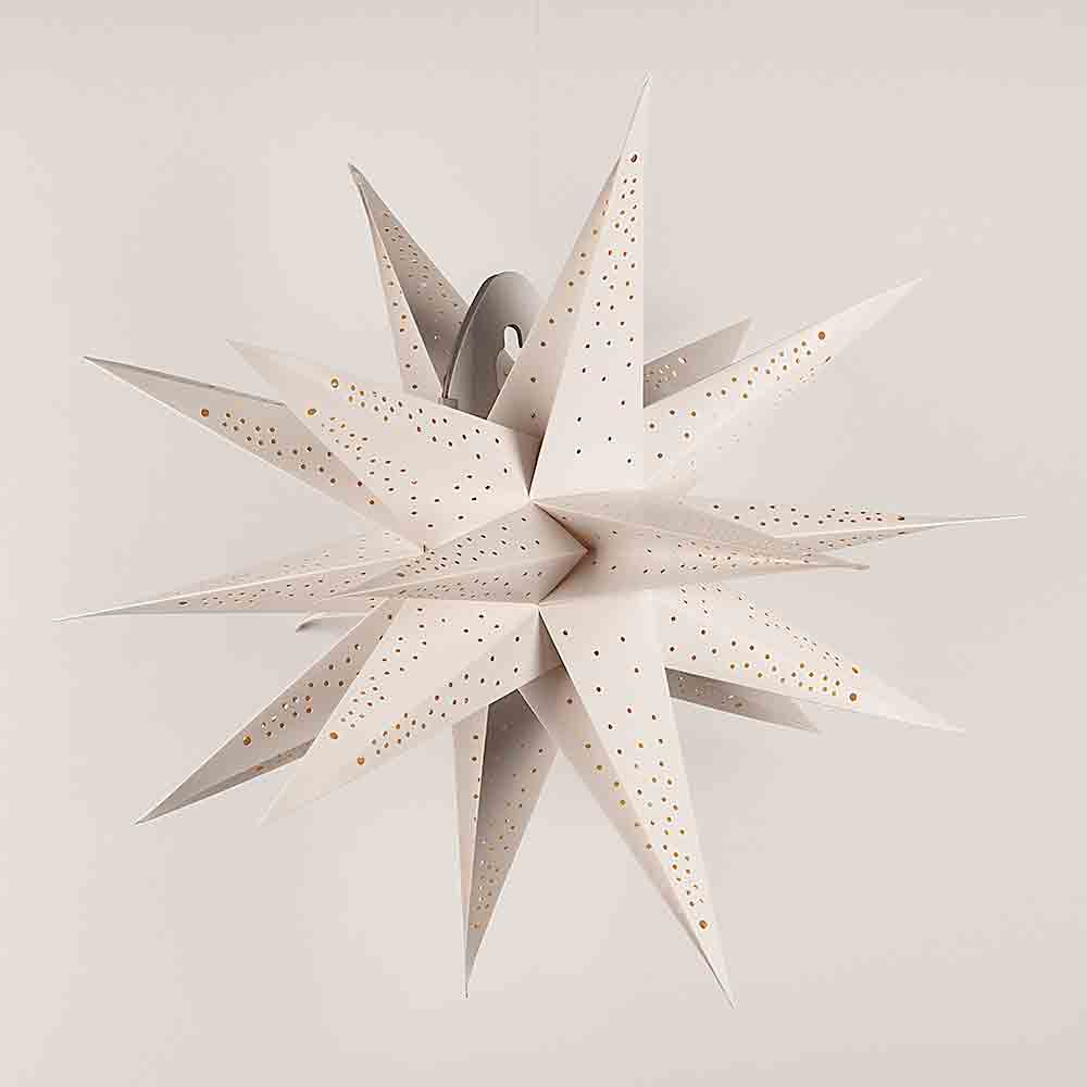 24-Pack White Moravian Cut-Out Paper Star Lanterns - Multi-Point Hanging Decor for Weddings, Parties, Christmas & Home Decoration - Boho Chic Ceiling & Outdoor Lighting Decorations