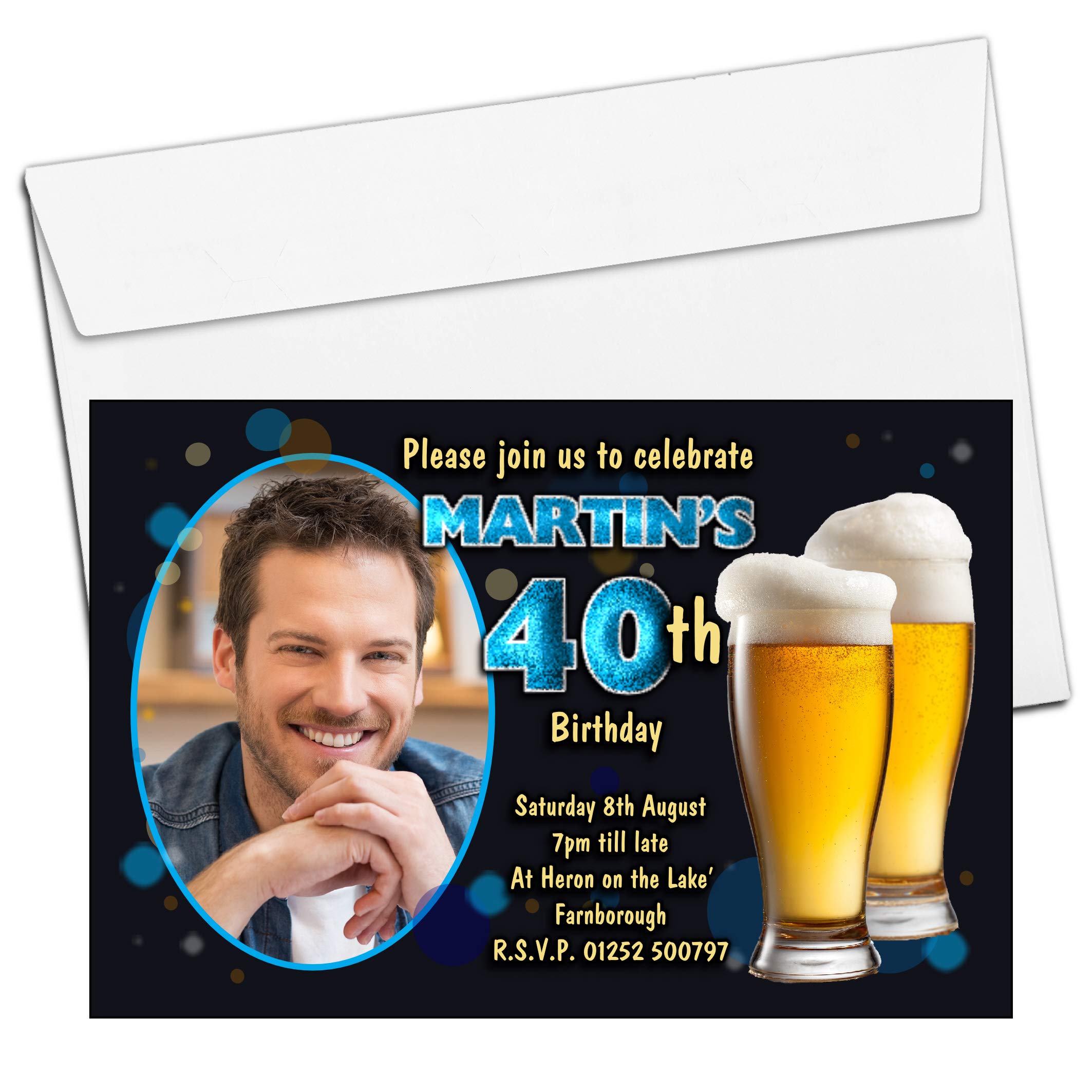 10 Personalized Beer Lager Birthday Invitations for 18th, 21st, 30th, 40th, 50th, 60th Milestone Birthdays - Custom Age Options - Perfect for Bar Parties & Celebrations