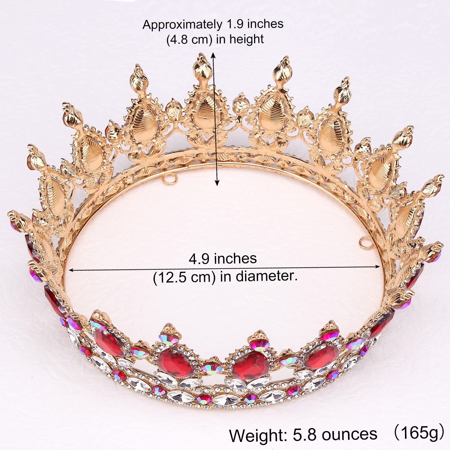 COCIDE Gold Crown for Women & Girls - Red Crystal Wedding Tiara with Rhinestones, Queen Headband & Princess Hair Accessories for Bridal, Birthday, Prom, Costume & Cosplay | Perfect for Weddings, Parties, Pageants & Special Events