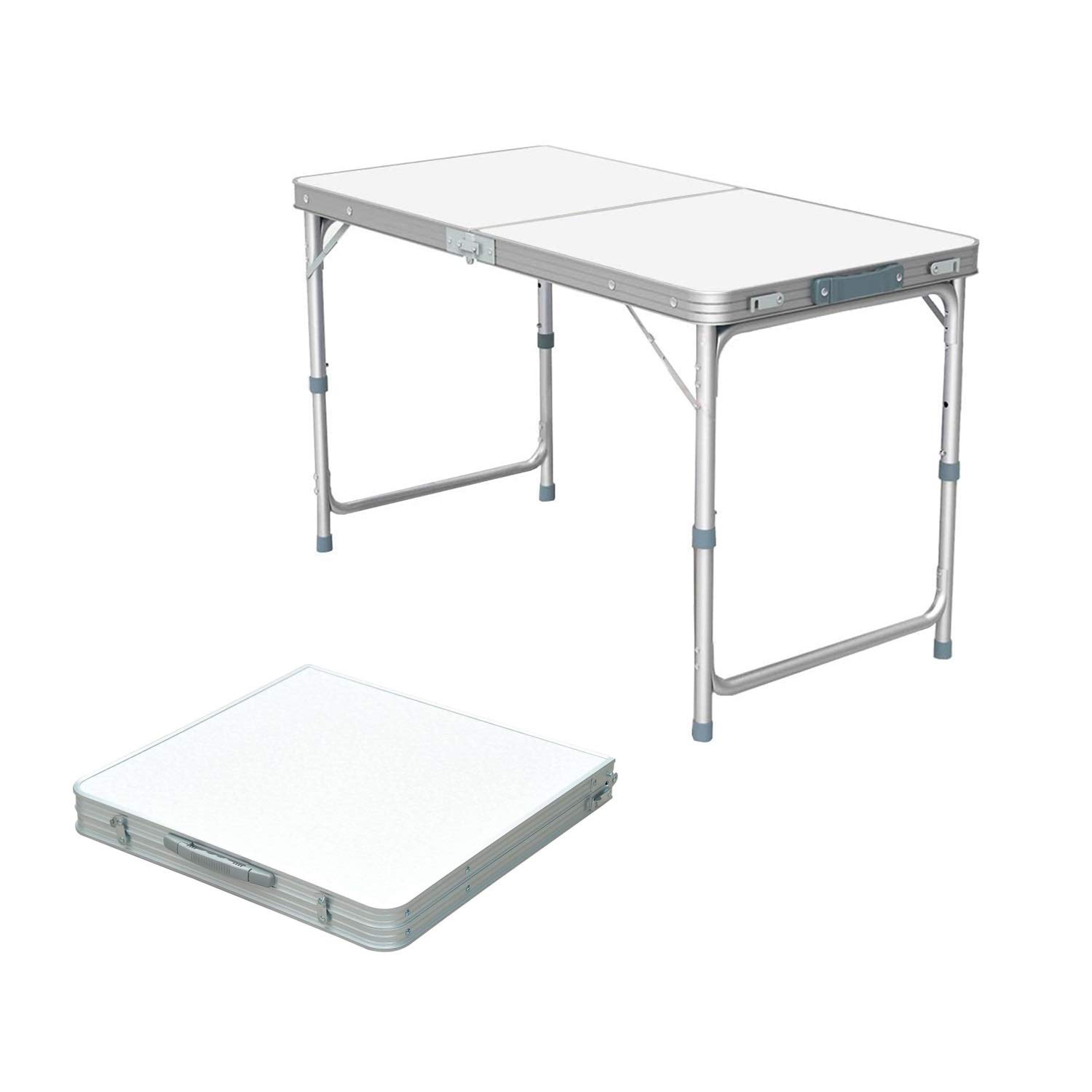 Adjustable Height Folding Camping Table - Lightweight Aluminum Portable Picnic Table for Outdoor, Indoor, Kitchen, Garden, Party & BBQ | Perfect for Camping, Tailgating, Beach Trips & Small Space Living