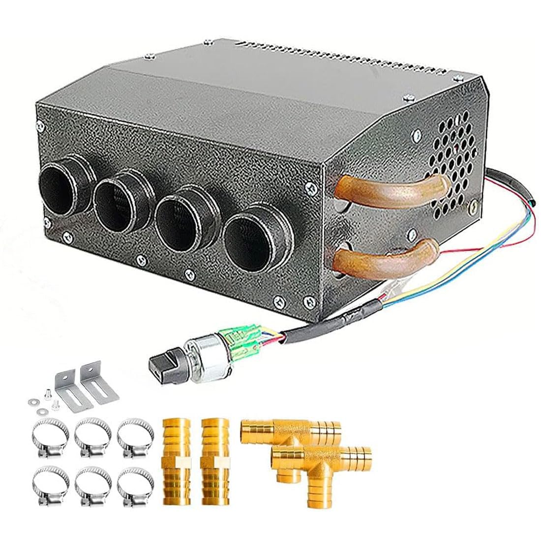 12V Compact Hydronic Heater with 3-Speed Fan - 8500 BTU Heating, 80 CFM Airflow, 4 Front Vents & Mountable Switch - Perfect for Cars, Trucks, Boats, RVs & UTVs - Defrost Windows & Warm Cabin in Winter