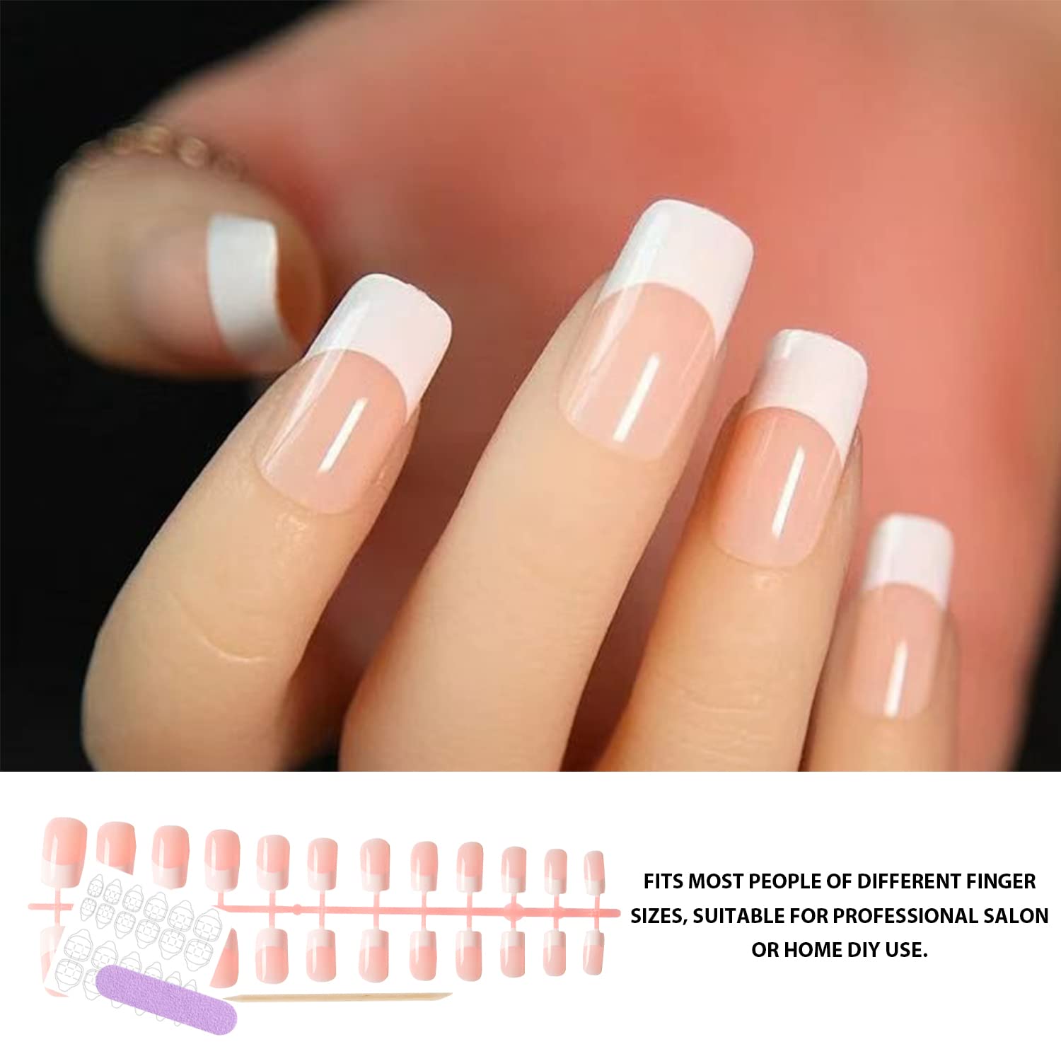 248-Piece Nail Art Kit with Fake Nails, Jelly Stickers, Nail File & Orange Stick - Professional Nail Decorating Tools for Home & Salon Use - Perfect for Women & Girls DIY Manicures & Nail Art Designs