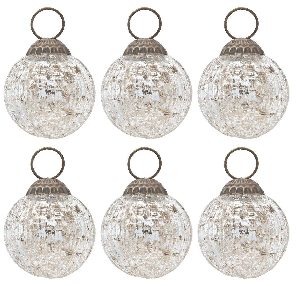 6 Pack Silver Mercury Glass Ball Ornaments (2 Inch) - Vintage Style Christmas Decorations, Holiday Party & Home Decor - Perfect Gift for Special Occasions & Festive Celebrations