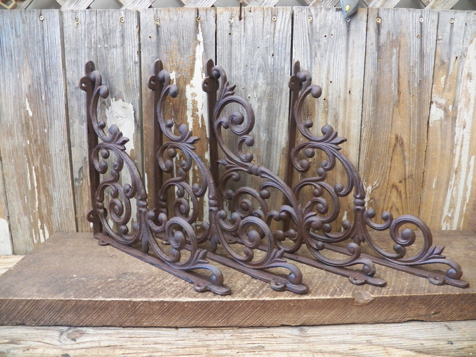 Heavy Duty Cast Iron Shelf Brackets 13x13 Inch - Set of 4 Rustic Industrial Style Brackets for Floating Shelves, Bookshelves & Home Decor