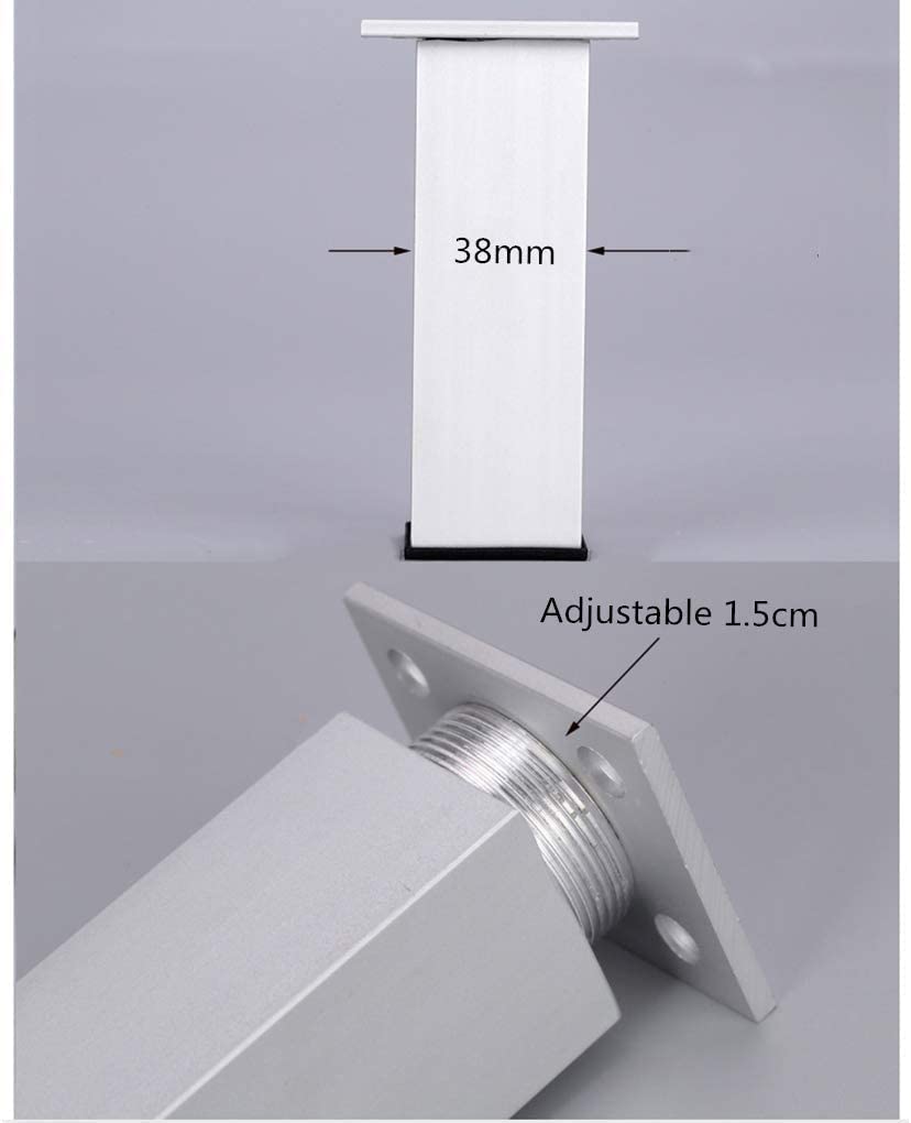 Adjustable Metal Table Legs 12cm - 4pcs Square Aluminum Alloy Furniture Feet for Sofa, Desk, Bed & Cabinets - Durable Replacement Risers for Home & Office Furniture