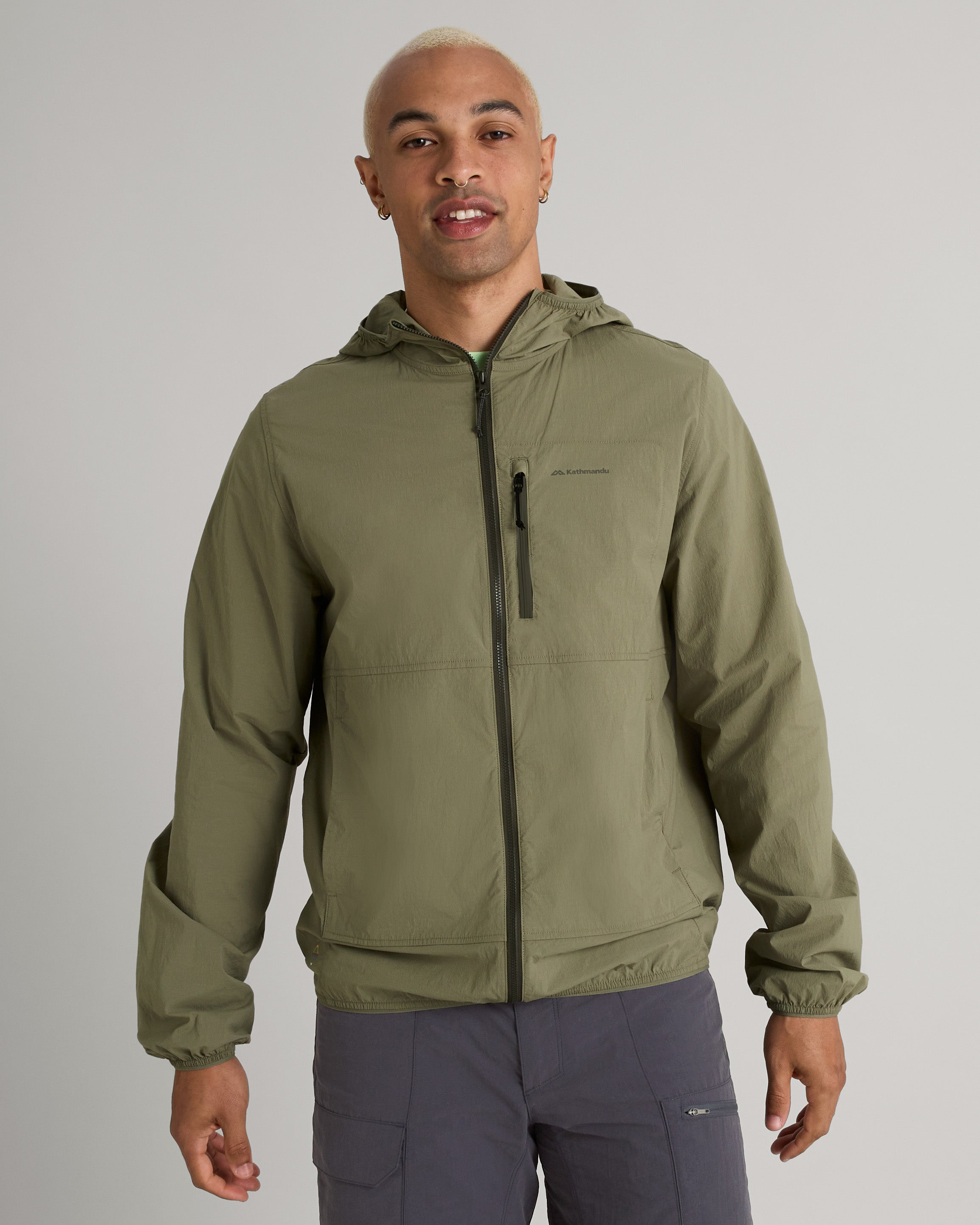 Men's EVRY Where Stretch Windbreaker Jacket - Lightweight Water-Resistant Outdoor Shell for Hiking & Running (Beech) - Perfect for Travel & Active Lifestyle
