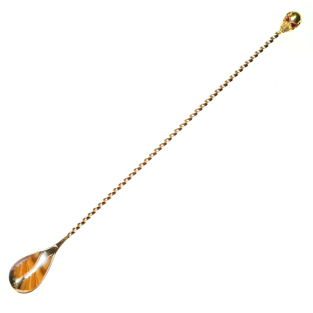 Premium Voodoo Skull Gold Bar Spoon - 30cm Stainless Steel Cocktail Mixing Tool for Bartenders - Perfect for Mixing Drinks, Layering Cocktails & Home Bar Accessories