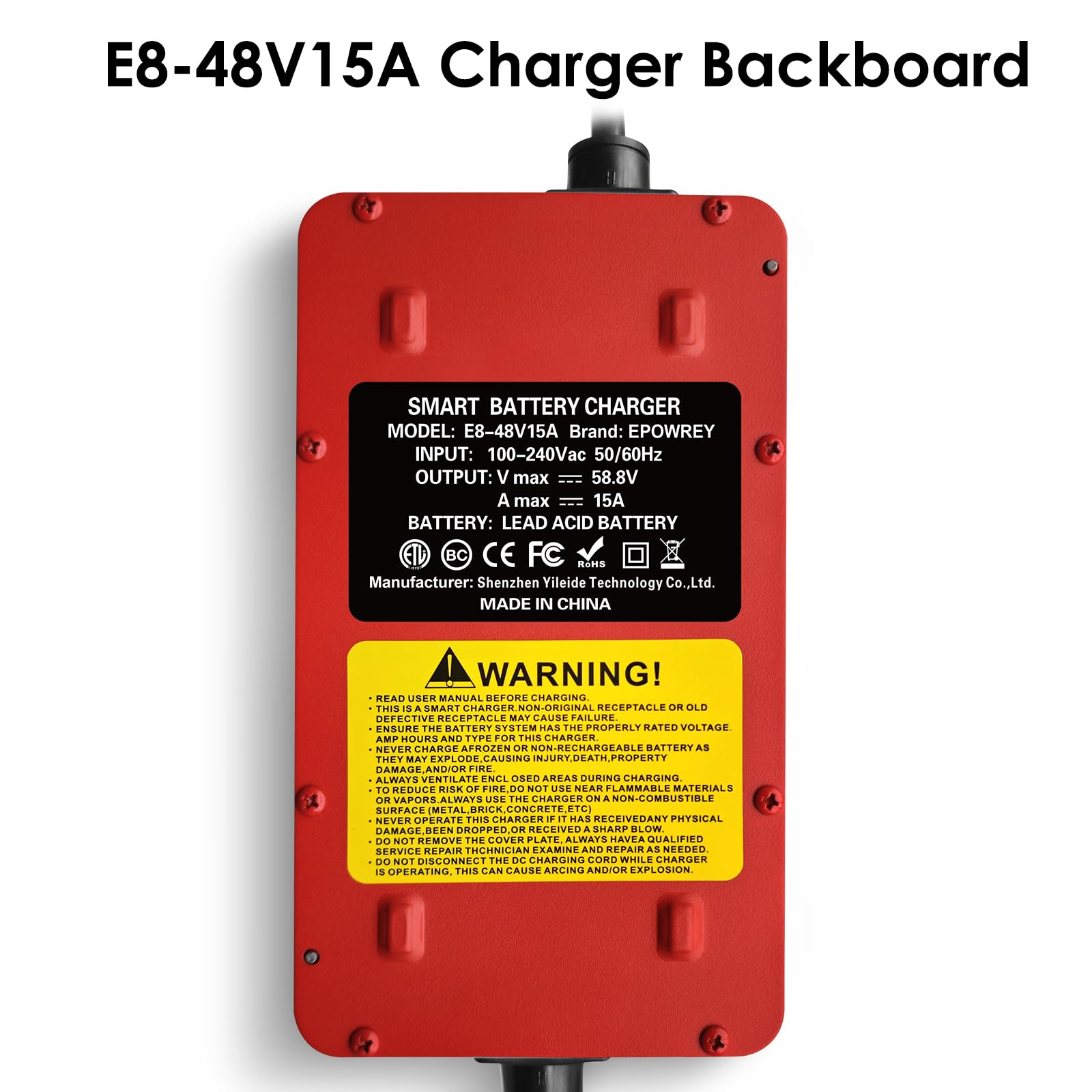 48V 15A Golf Cart Battery Charger for Club Car with 3-Pin Round Plug - Compatible with Lead Acid Batteries | Perfect for Golf Carts, Utility Vehicles & Electric Scooters