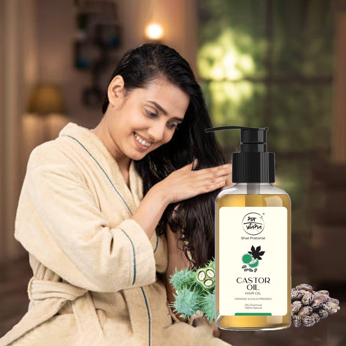 Pure Cold-Pressed Virgin Organic Castor Oil 200ml - USDA Certified for Hair Growth, Skin Care, Eyelashes & Eyebrows | Natural Moisturizer for Face & Nails | Perfect for DIY Beauty Treatments & Nighttime Hair Masks
