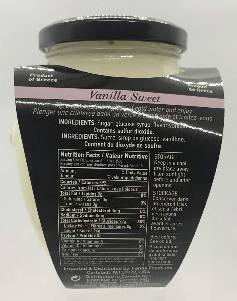 Monastiri Traditional Greek Vanilla Preserve - 17.6oz Glass Jar - Authentic Greek Dessert Topping for Yogurt, Pancakes & Pastries