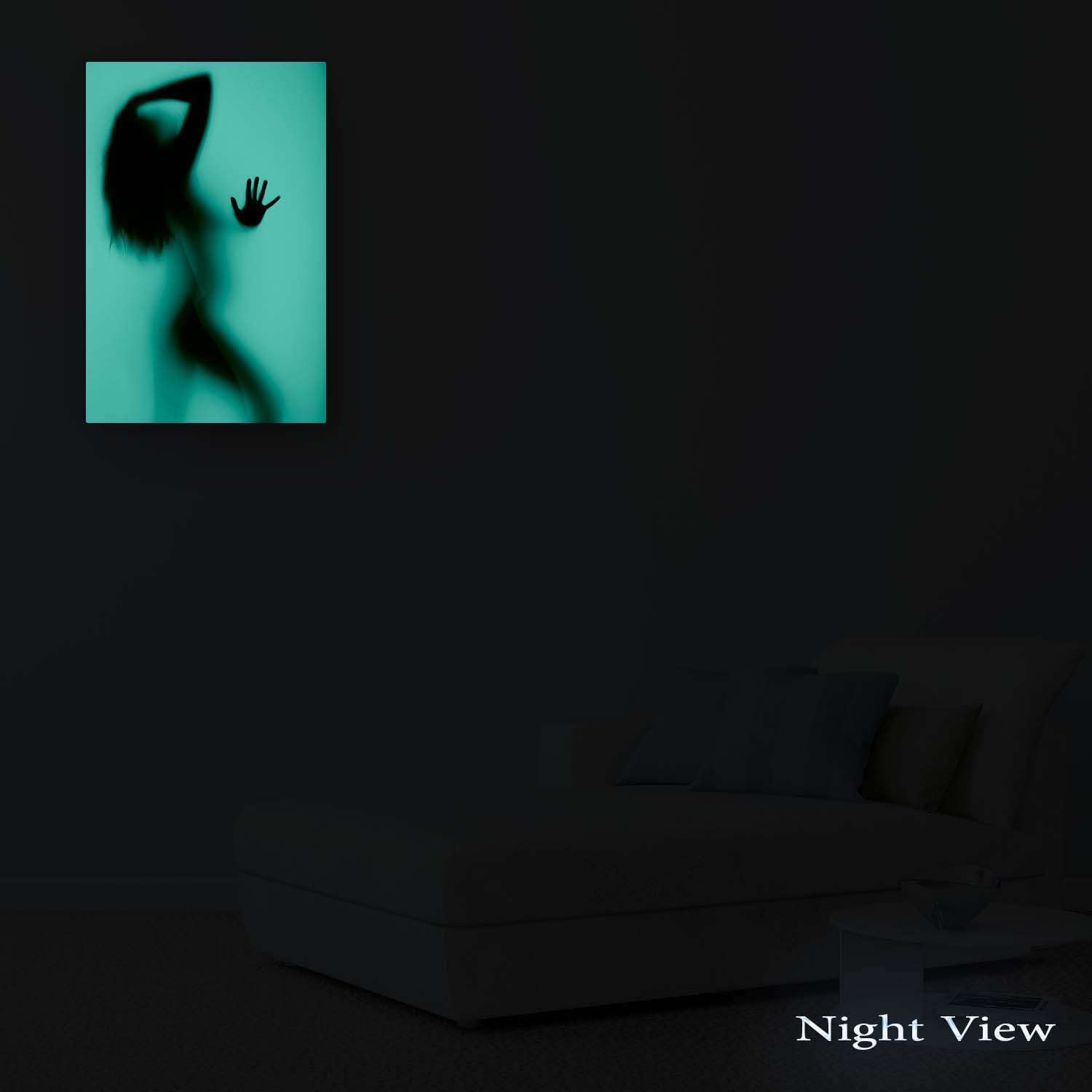 Startonight Black & White Fantasy Wall Art - Sensual Silhouette of Woman in Shower Canvas Print, 24x36 Inch Framed Painting for Bedroom Decor | Modern Bathroom Art & Living Room Wall Decor