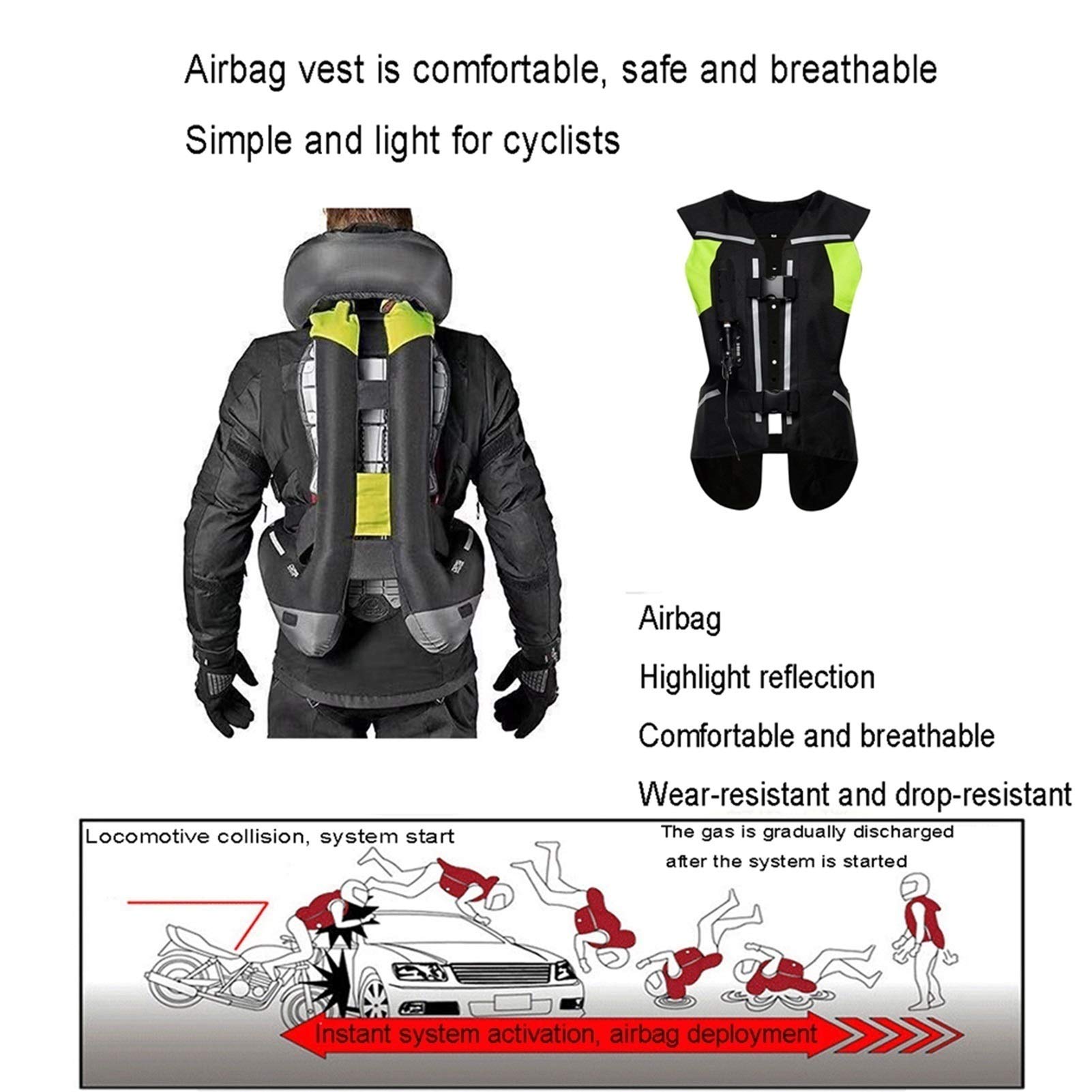 Motorcycle Airbag Vest - 0.2s Auto-Deploy Protection for Spine, Waist, Back & Chest | CE Certified Safety Gear with Reflective Strips | Perfect Gift for Riders - Ideal for Street Bikes, Cruisers & Adventure Touring