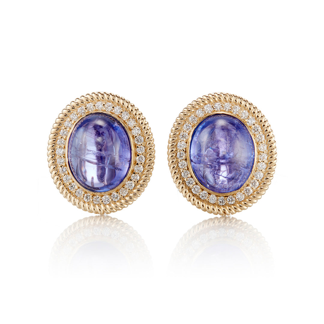 Exquisite Tanzanite & Diamond Corrugated Drop Earrings for Women | Elegant Jewelry Gift for Wedding, Party & Special Occasions