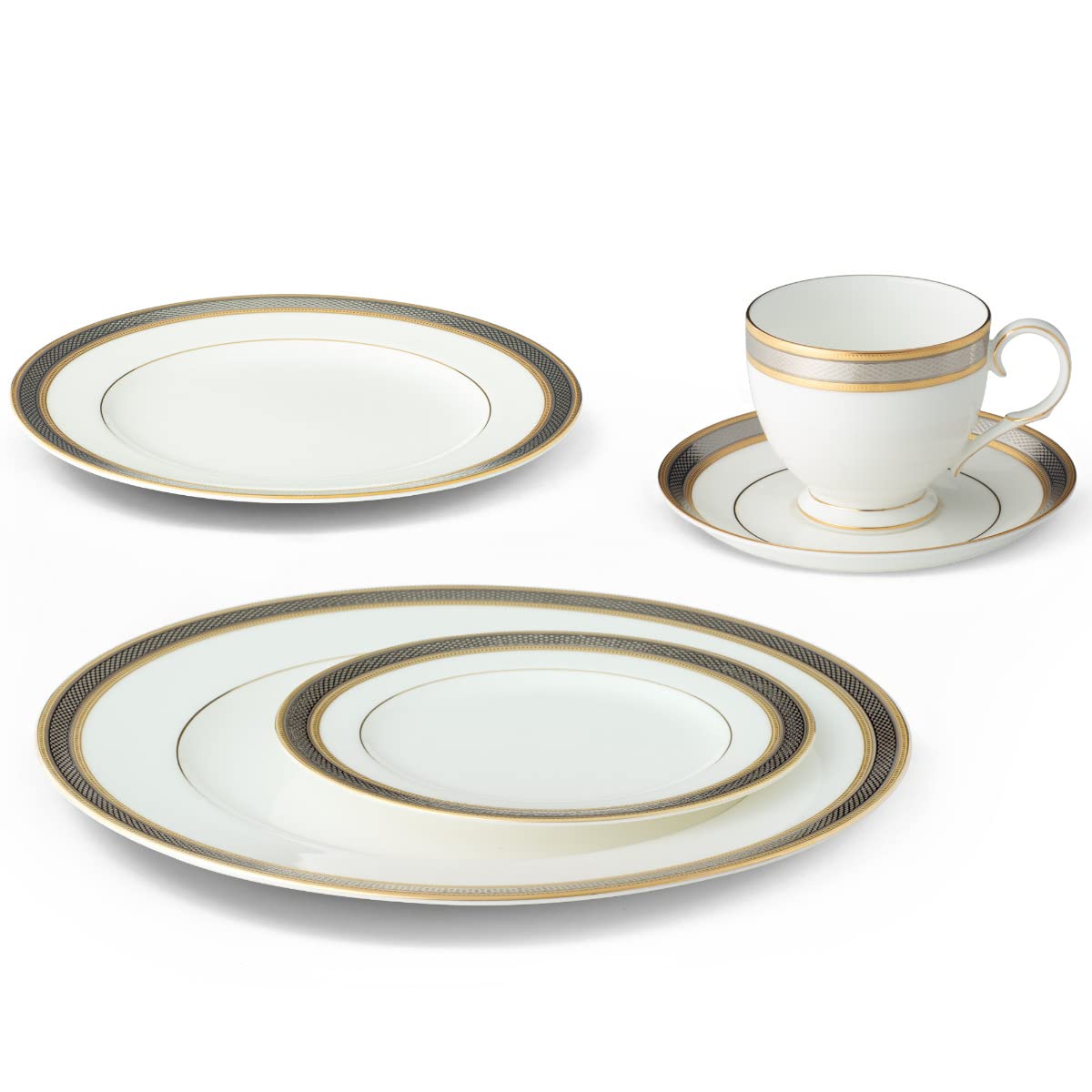 Noritake Brilliance 5-Piece Dinnerware Set - Elegant Porcelain Plates, Bowls & Cups for Fine Dining, Wedding Registry & Special Occasions
