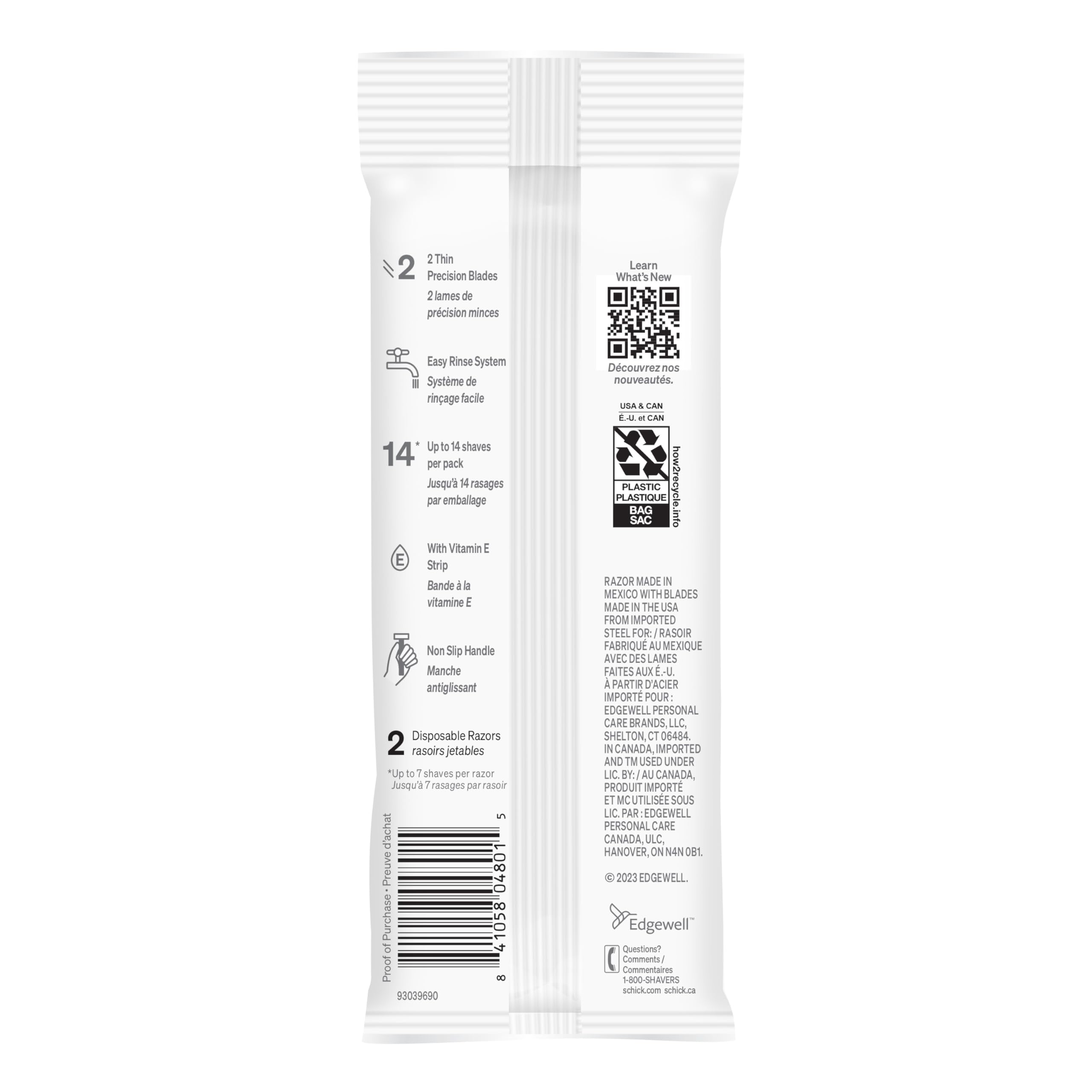 Schick Xtreme 2 Sensitive Disposable Razors for Men - 2ct (Pack of 36) 72 Razors Total - Hypoallergenic Blades for Sensitive Skin - Perfect for Travel, Gym & Daily Shaving
