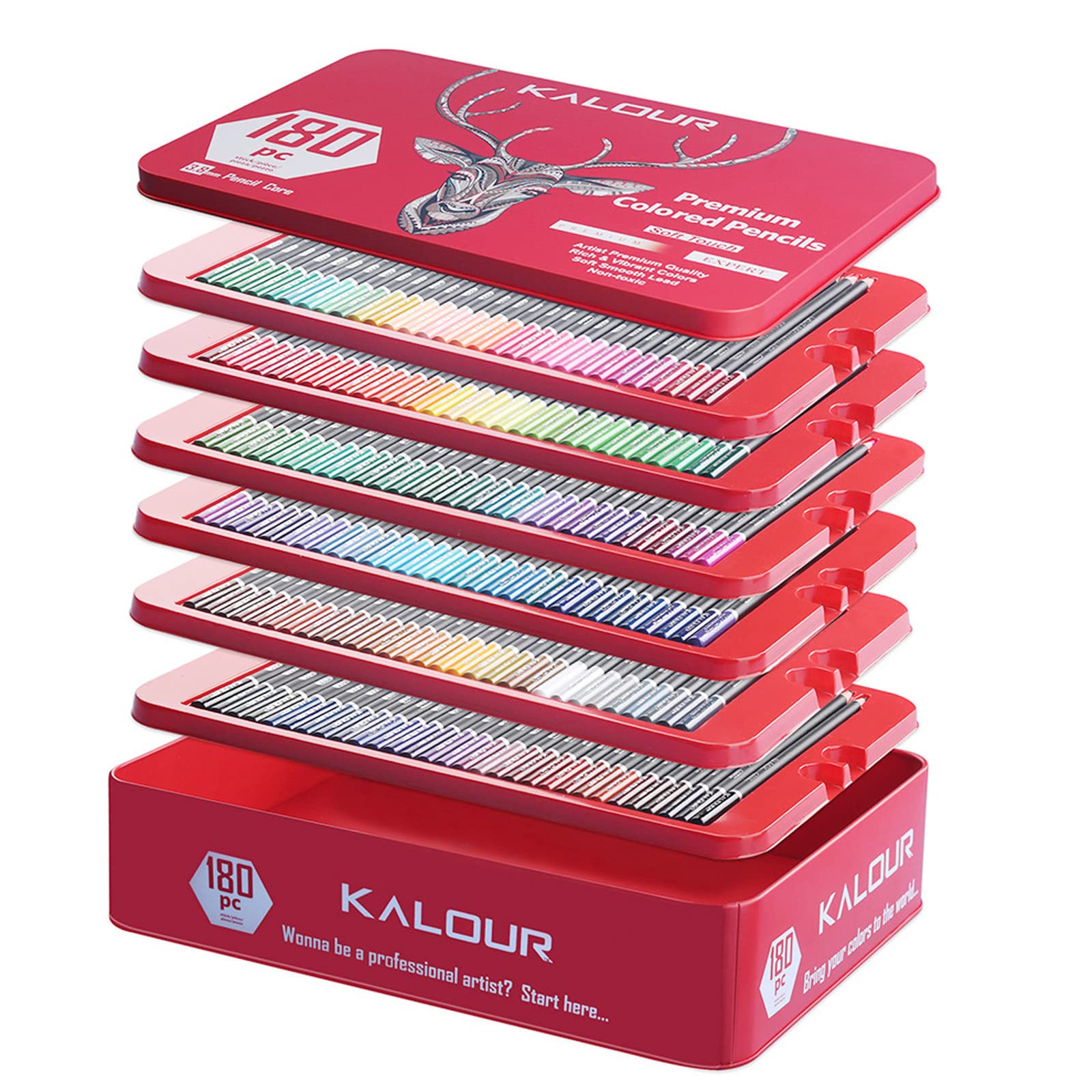 180 Colored Pencils Set for Adult Coloring Books - Soft Core 3.8mm Art Supplies in Premium Tin Box | Perfect for Artists, Students & DIY Projects - Great for Sketching, Drawing & Relaxation Therapy