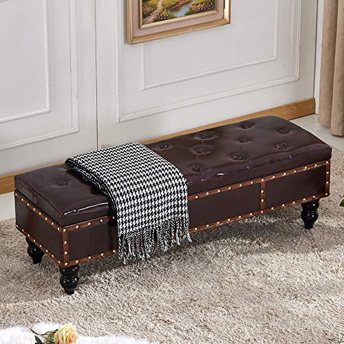 HDHXDS Multifunctional Storage Ottoman Bench - 110 x 40 x 40cm Brown Cube Shoe Storage Seat with Lift Top - Perfect for Living Room, Bedroom, Entryway, Clothing Stores & Coffee Table Stool - Space-Saving Furniture for Shoes, Blankets & Home Organization
