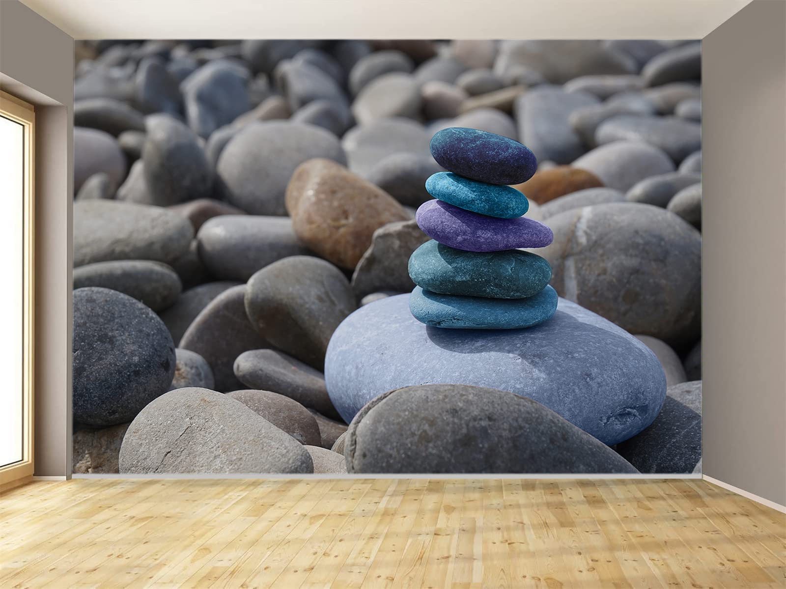 Large Removable Stone Pebble Zen Wall Mural Art - 195