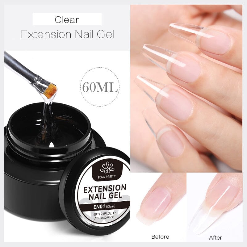 Clear Extension Nail Gel EN01 60ml - Professional UV LED Soak Off Builder Gel for Strong Nail Extensions - Perfect for Salon, Home Manicure & Nail Art