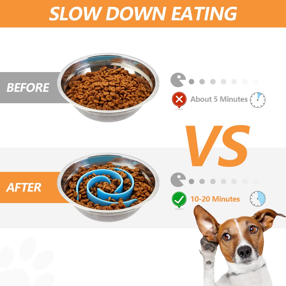 Slow Feeder Dog Bowl Insert - Soft Silicone Anti-Choking Pet Food Bowl for Small, Medium & Large Dogs | Fits Regular & Elevated Bowls | Perfect for Fast Eaters & Digestive Health | Use During Mealtime or Training Sessions