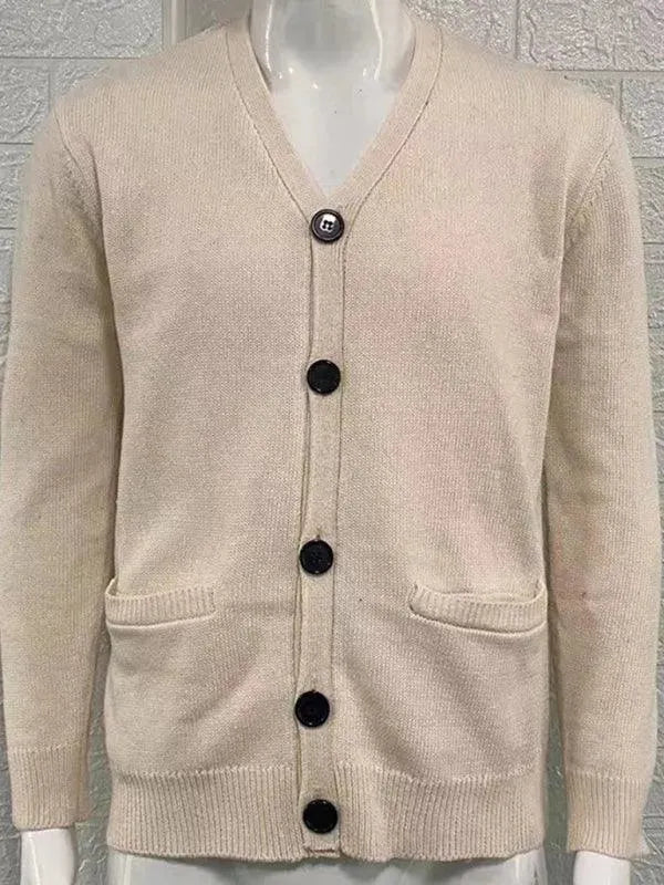 Men's Slim Fit V-Neck Cardigan Sweater - Lightweight Knit Pullover for Casual Wear, Office & Layering