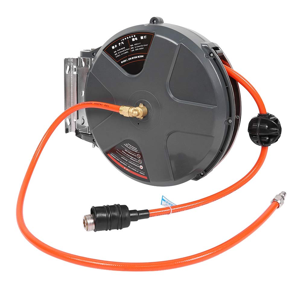 Suuonee 39.4ft Retractable Air Hose Reel - Heavy Duty Spring Loaded Pneumatic Hose Reel for Industrial & Auto Repair | Workshop, Garage, Tire Inflation, Air Tools