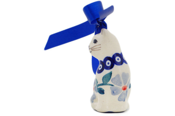 1 oz Cat Ornament - Peacock Forget Me Not Blue Glass Figurine | Handmade Home Decor, Gift for Cat Lovers, Perfect for Christmas Tree, Shelf Display & Collectibles