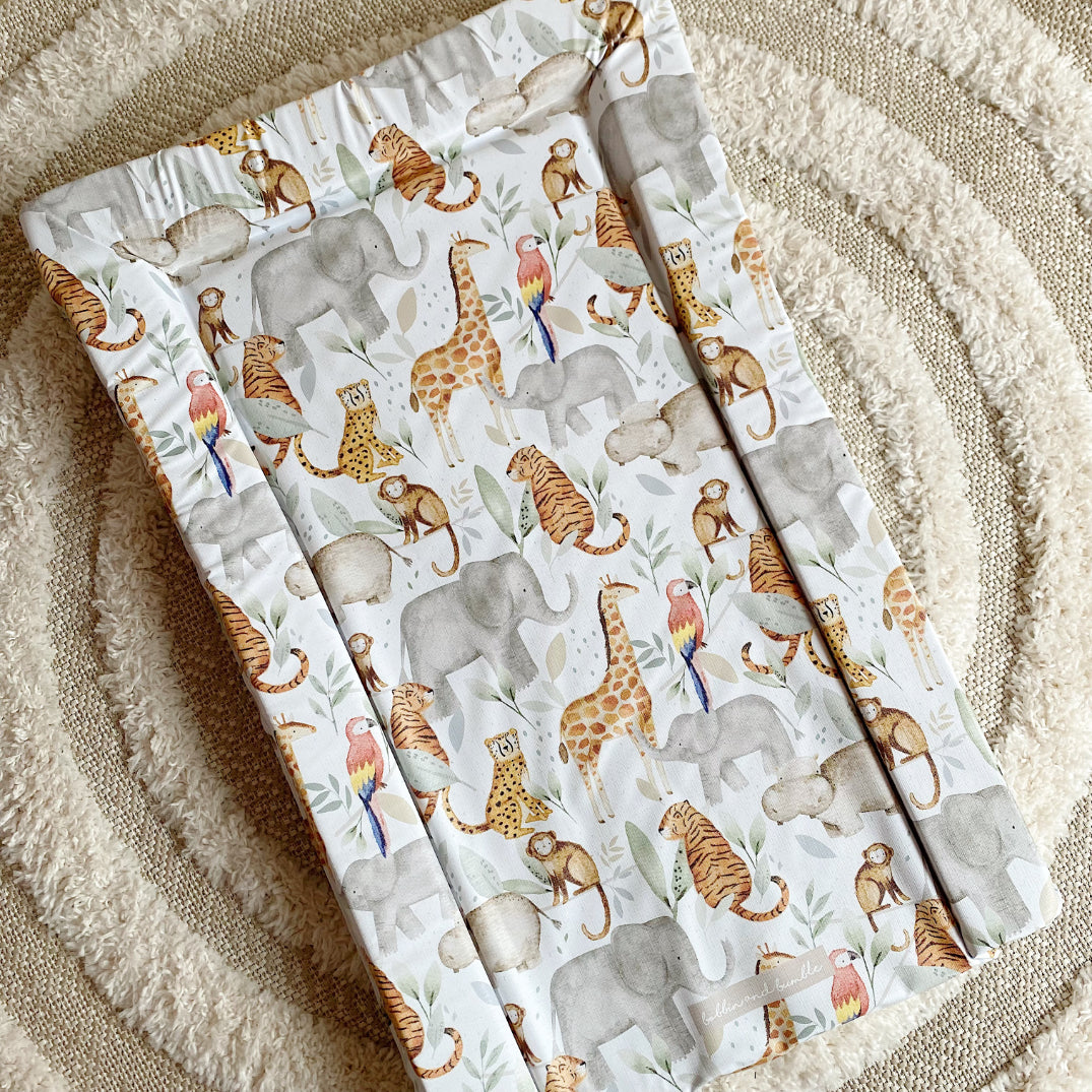 Waterproof Baby Changing Pad with Jungle Animals Print - Soft & Portable Diaper Mat for Nursery, Travel & On-the-Go Use