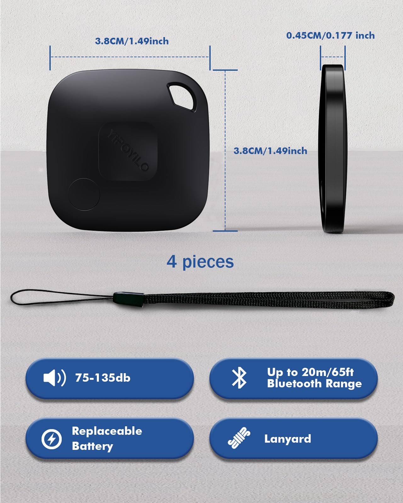 Smart Bluetooth Air Tracker Tag 4 Pack - Find My Compatible for Luggage, Keys & More