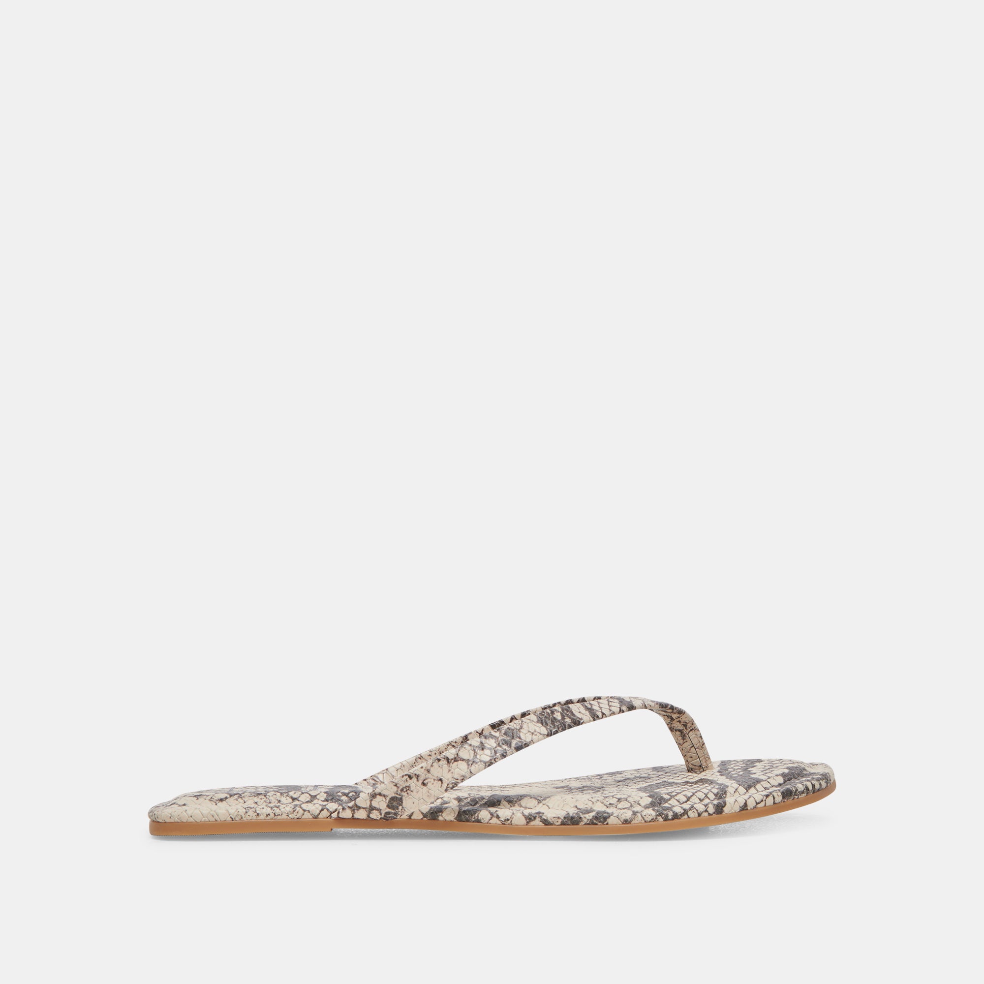 LAYNEY Women's Sandals - Black & White Embossed Snake Print Flat Sandals for Summer, Beach, and Casual Outfits