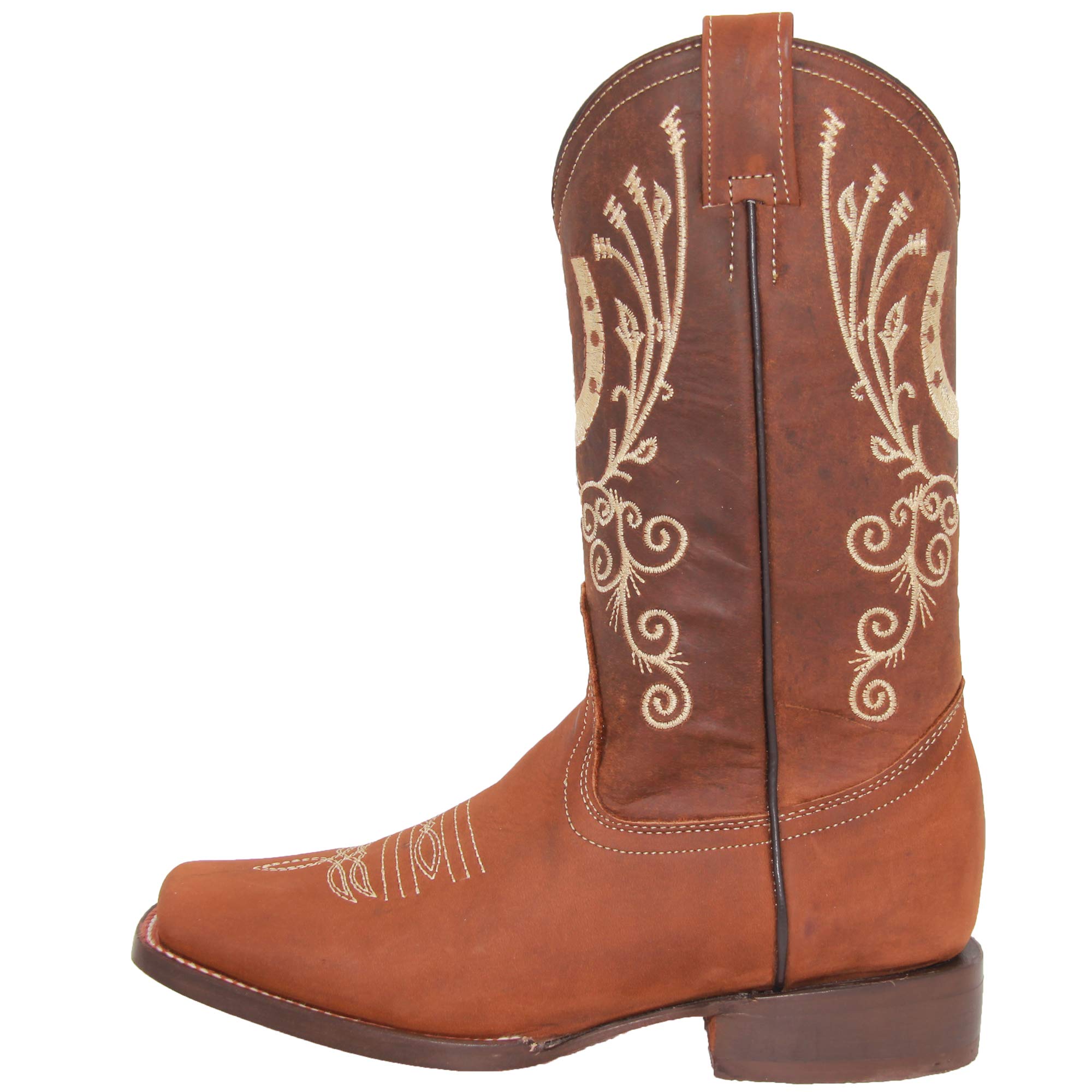 Women's Brown Leather Western Boots - Square Toe Embroidered Cowboy Boots for Women | Perfect for Country Rides, Rodeos & Western Fashion