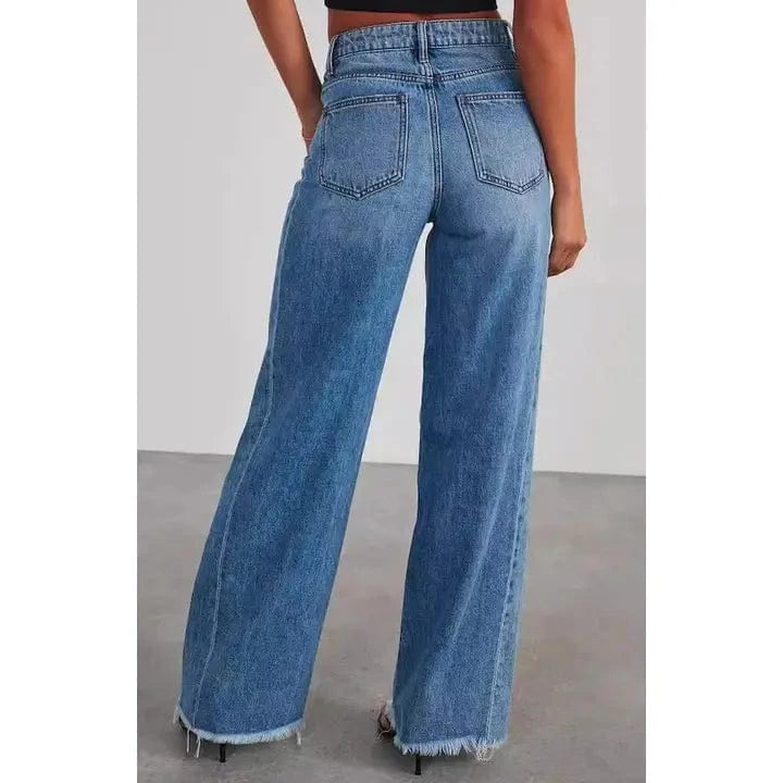 Women's High Waisted Wide Leg Jeans - Stretchy Comfort Denim Pants for Casual & Office Wear | Trendy Plus Size & Petite Options Available