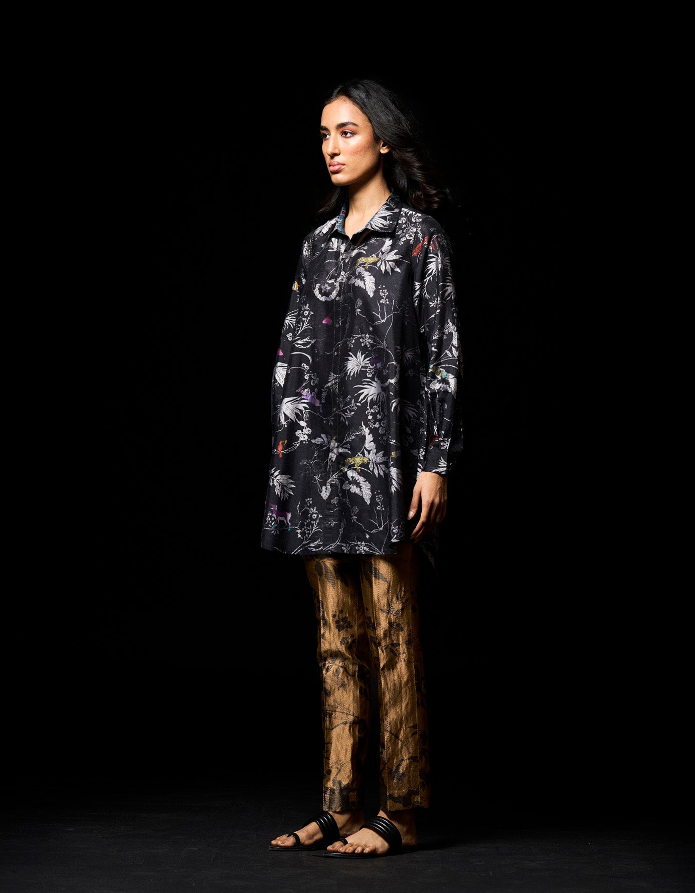 Luxury Oversized Silk Dupion Shirt for Women - Elegant Black Blouse for Casual & Office Wear - Perfect for Layering, Date Nights & Business Meetings