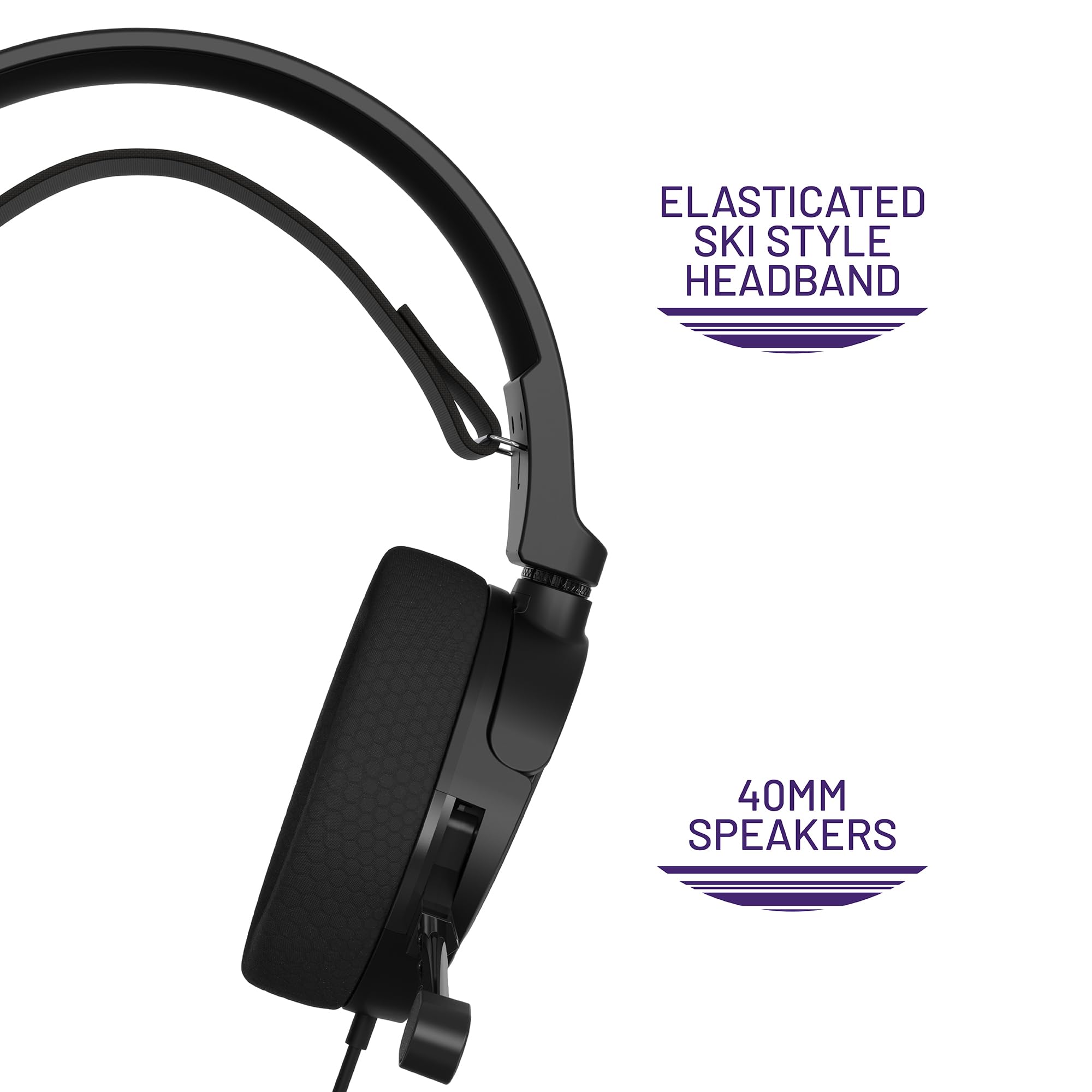 Eclipse Gaming Headset - Black Wired Over-Ear Headphones with Noise Cancelling Mic for PC, PS4, Xbox - Comfortable for Long Gaming Sessions & Online Classes