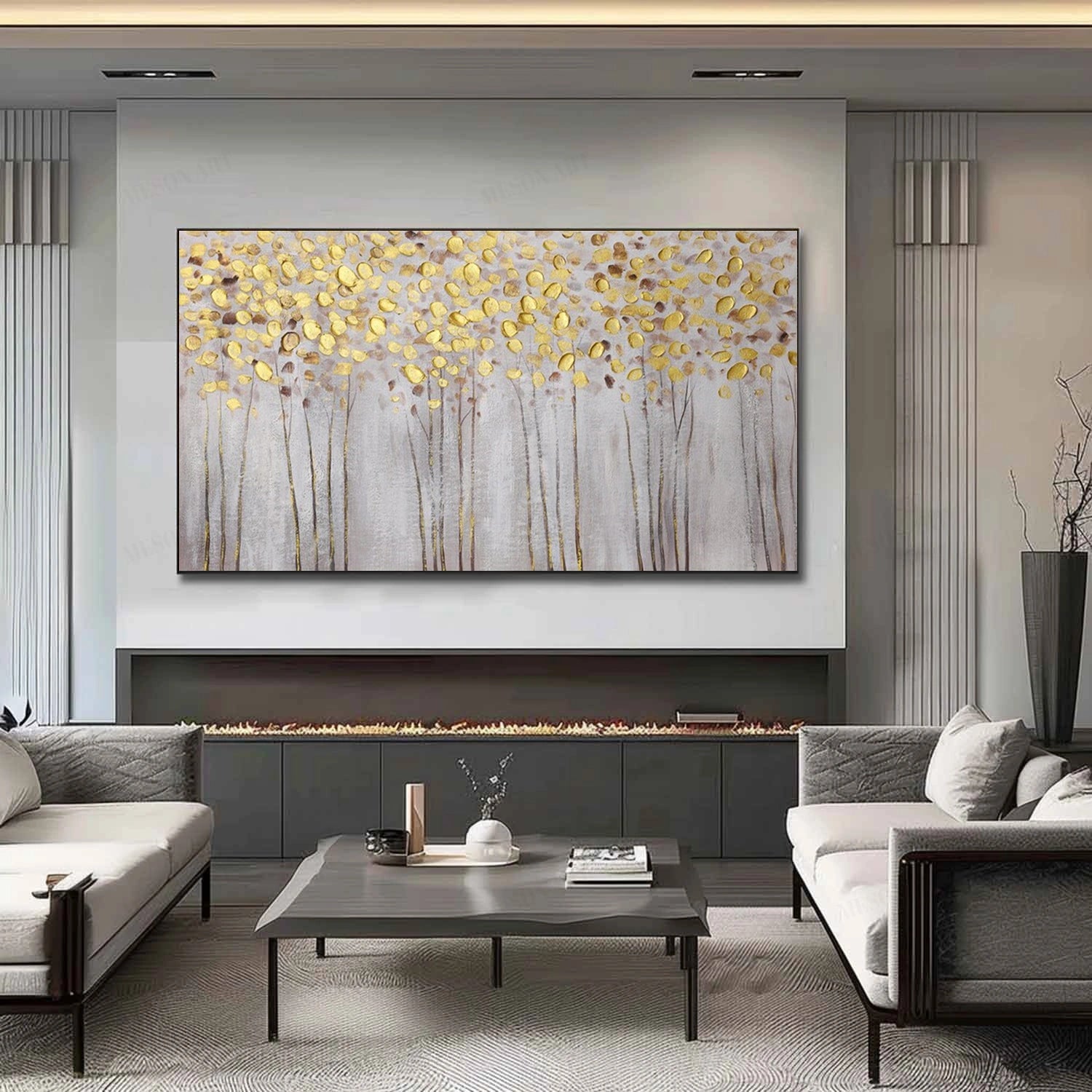 Flower and Tree Painting #FT113 - Handmade Canvas Wall Art for Home & Office Decor - Perfect for Living Room, Bedroom, and Office Spaces