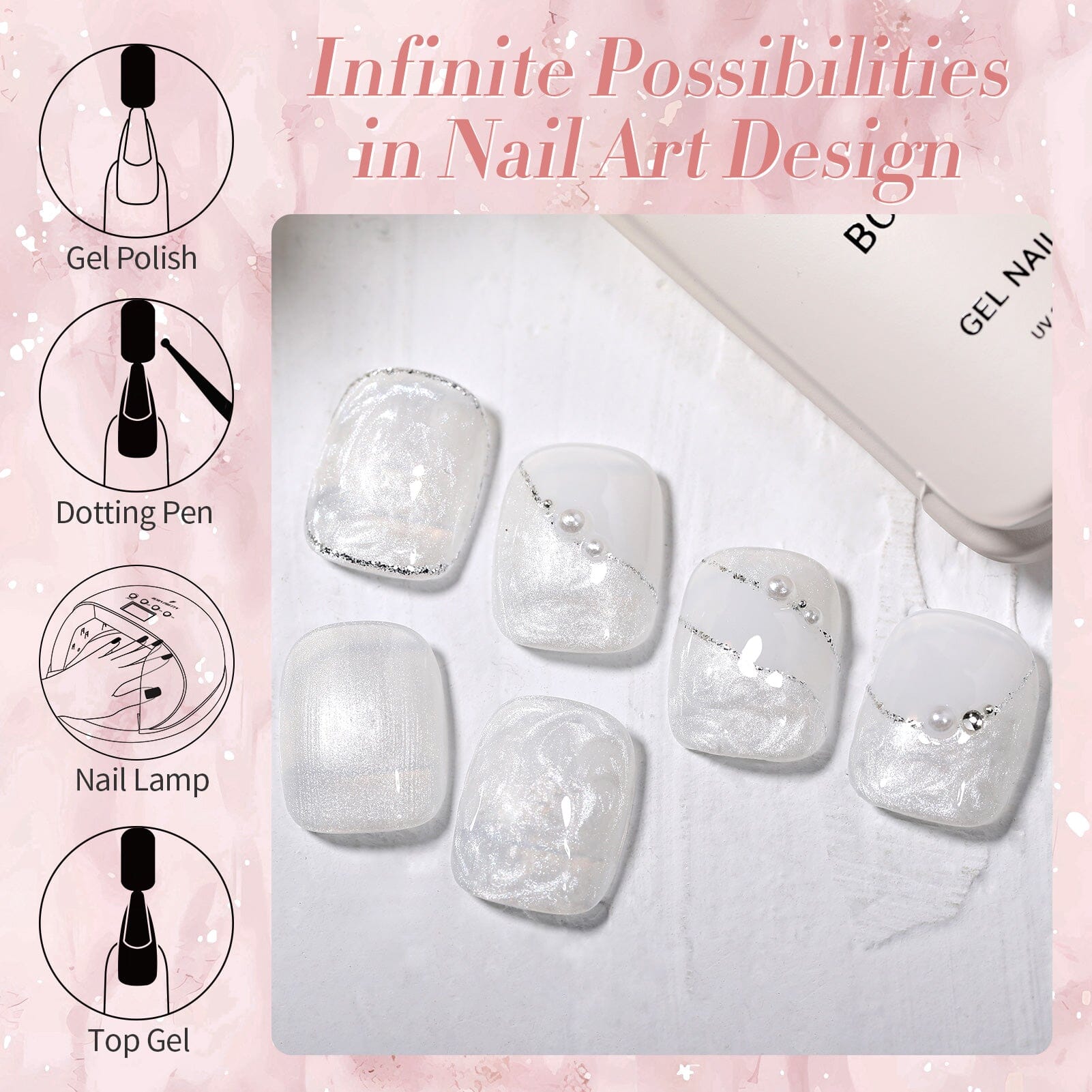 Shell Thread Nail Gel - Pearl White 15ml | Professional UV LED Soak Off Gel Polish | Perfect for Nail Art, Manicures & Salon Use