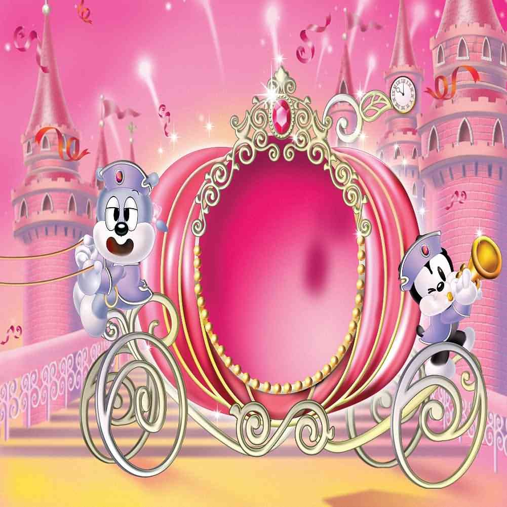 Pink Princess Cart 8x8ft Photo Backdrop for Photography & Parties