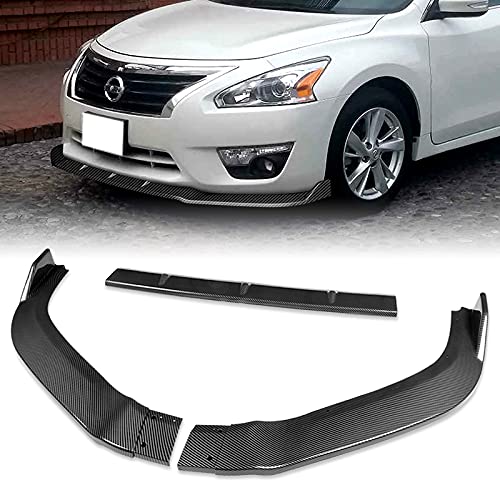 3PCS Carbon Fiber Style Front Bumper Lip Spoiler Kit for 2013-2015 Nissan Altima Sedan - Air Dam Chin Diffuser & Bumper Splitter - Enhances Aerodynamics & Sporty Look (Perfect for Car Upgrades & Street Racing)