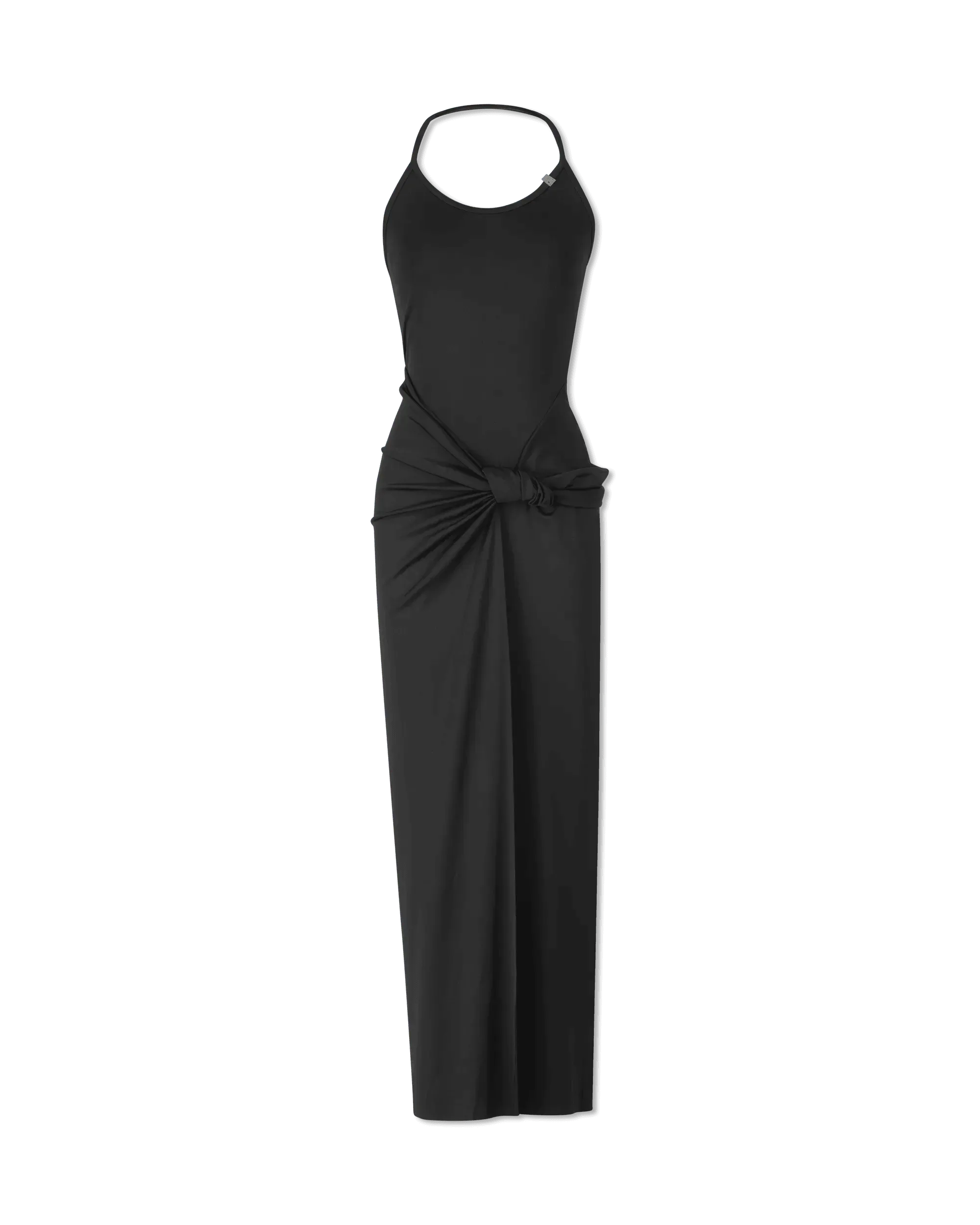Elegant Halter Front Knotted Black Dress for Women | Summer Party, Cocktail, Evening Wear | Flattering & Stylish Outfit