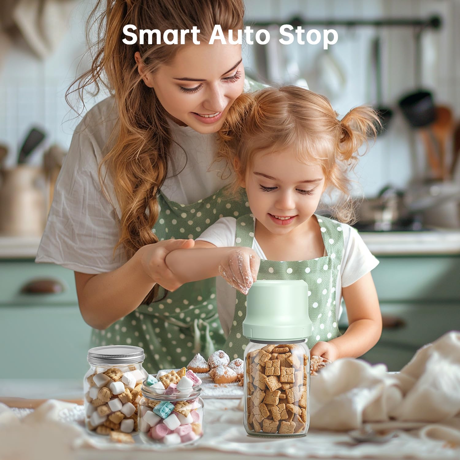 Electric Mason Jar Vacuum Sealer Kit - Smart Integrated Design with Auto Stop, 1800mAh Rechargeable Battery for Regular & Wide Mouth Jars | Perfect for Food Storage, Meal Prep & Sous Vide Cooking
