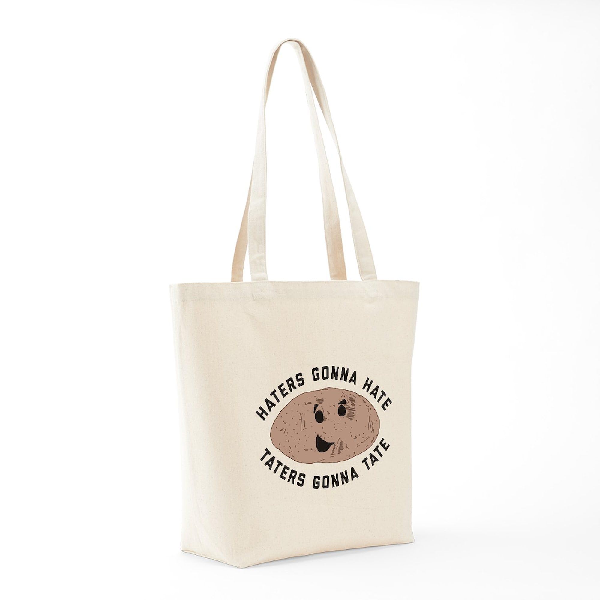 Haters Gonna Hate Taters Gonna Tate Tote Bag - Natural Canvas Reusable Shopping Bag for Groceries, Beach & Everyday Use | Eco-Friendly & Durable