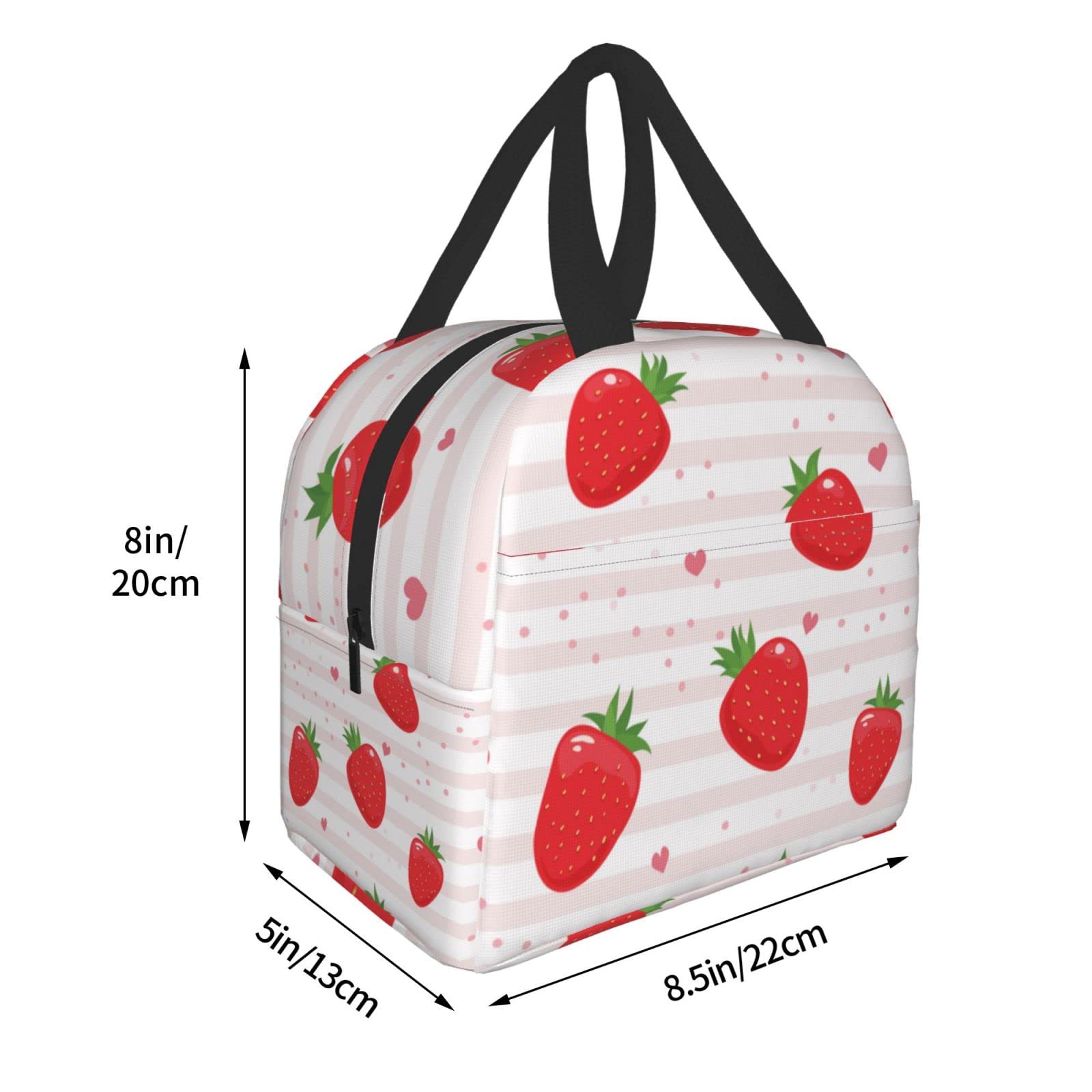 Strawberry Heart Insulated Lunch Bag - Reusable Bento Box & Cooler Tote for Work, Picnic, School - Cute Eco-Friendly Food Container for Women & Men - Perfect for Office, Outdoor, and Shopping