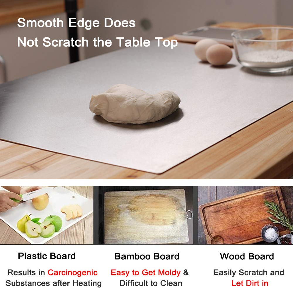 Premium 304 Stainless Steel Cutting Board - Extra Large Non-Slip Metal Baking Mat for Fruits, Vegetables, Meat, Dough & Pizza | Heavy Duty Kitchen Prep Surface for Chopping, Kneading & Rolling | Dishwasher Safe & Hygienic