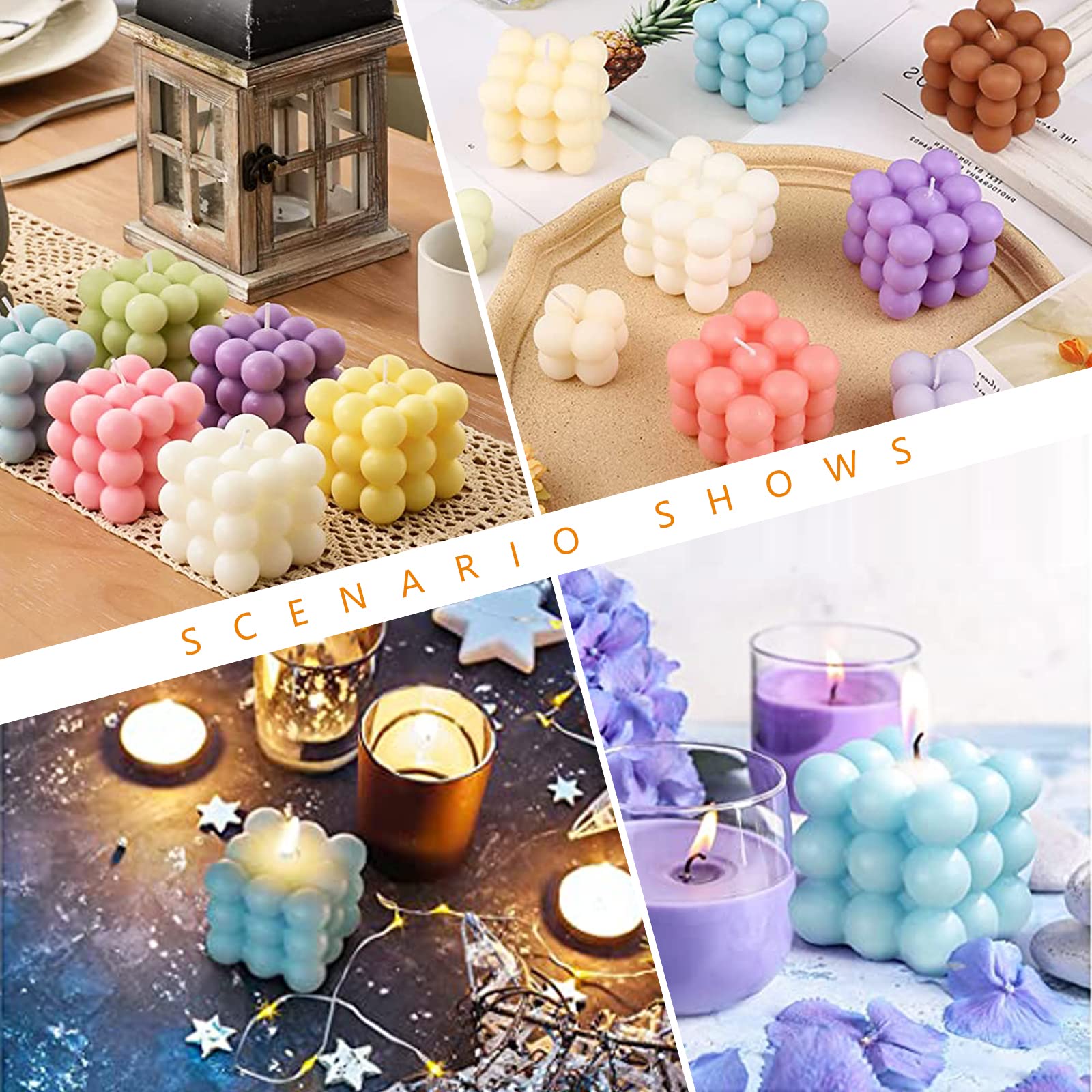 Premium 6-Cavity Silicone Bubble Candle Molds for DIY Candle Making - 3D Wax Melt Molds for Unique Handmade Candles, Home Decor & Craft Projects (Style A, White) - Perfect for Birthday Gifts, Wedding Decorations & Aromatherapy Candles